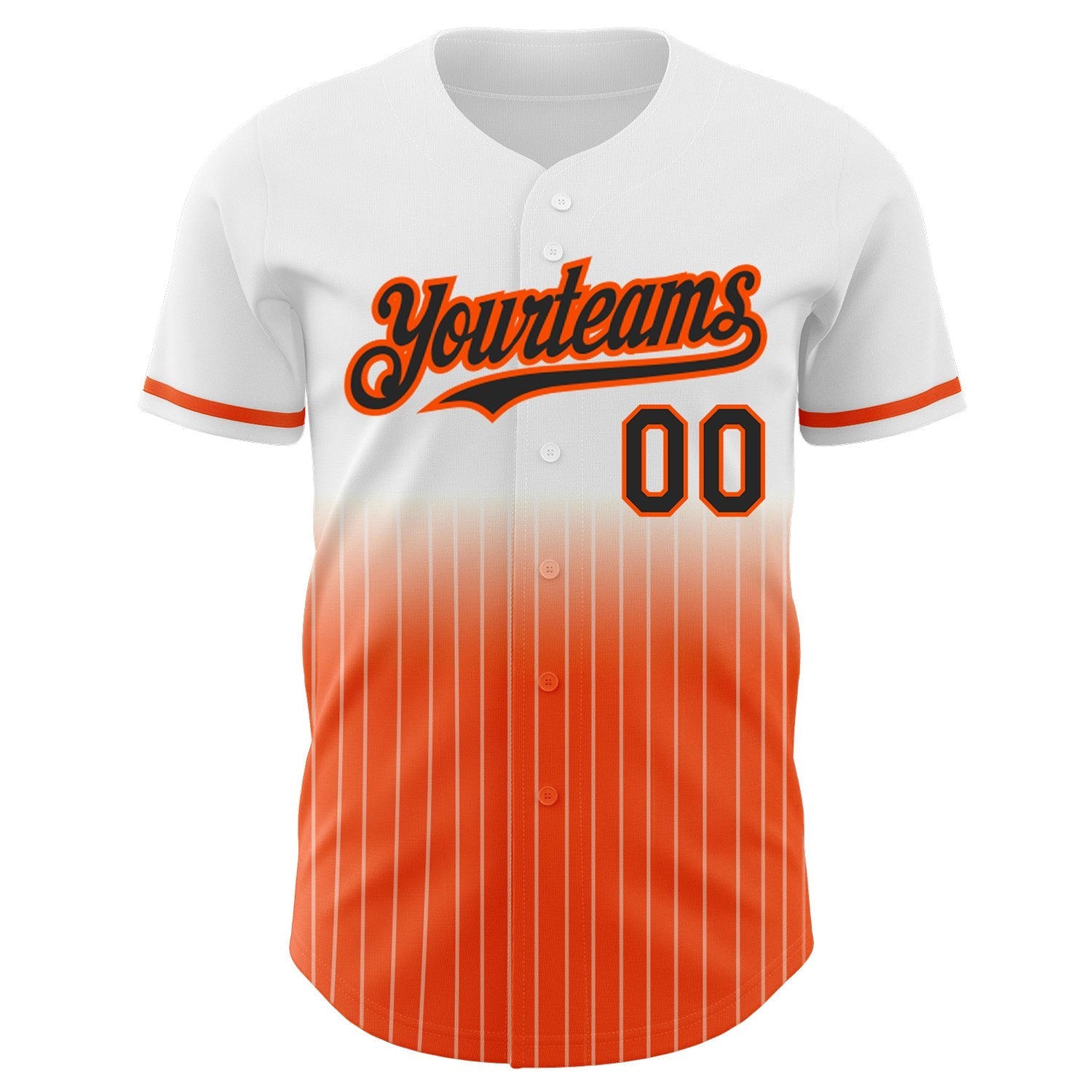 Custom White Pinstripe Black-Orange Authentic Fade Fashion Baseball Jersey baseball jersey product view 3