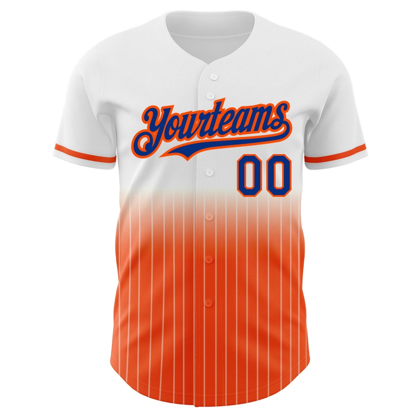 Custom White Pinstripe Royal-Orange Authentic Fade Fashion Baseball Jersey baseball jersey product view 3