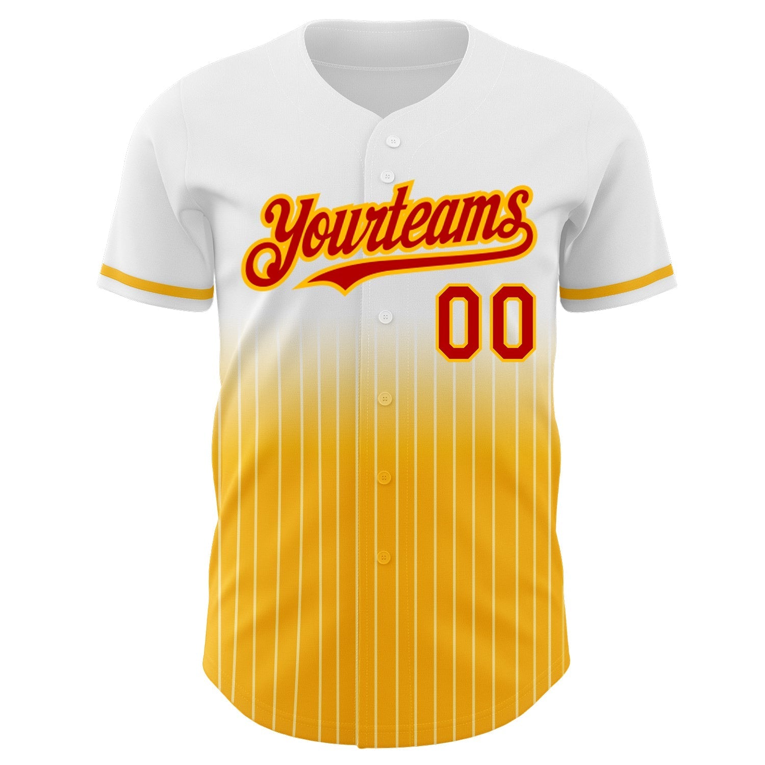 Custom White Pinstripe Red-Gold Authentic Fade Fashion Baseball Jersey baseball jersey product view 3