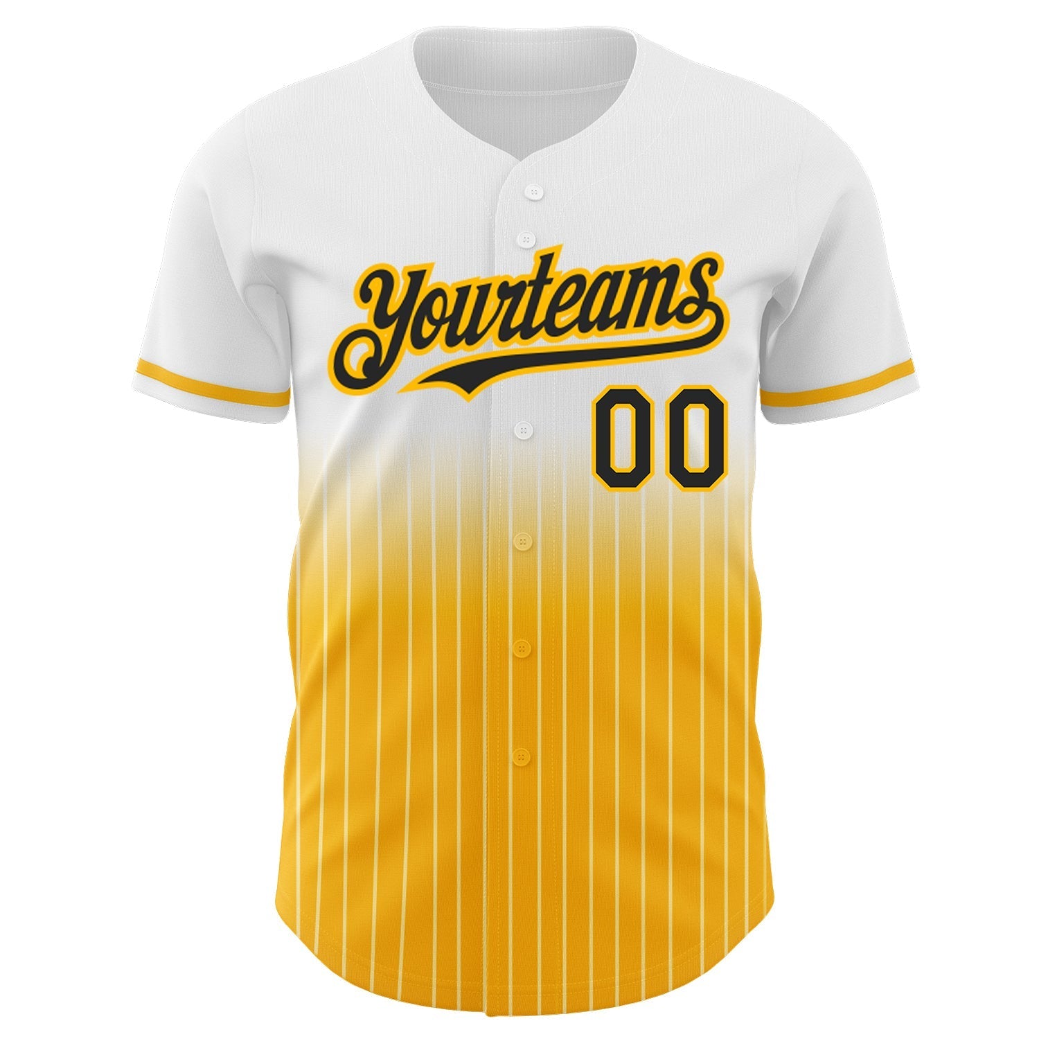 Custom White Pinstripe Black-Gold Authentic Fade Fashion Baseball Jersey baseball jersey product view 3