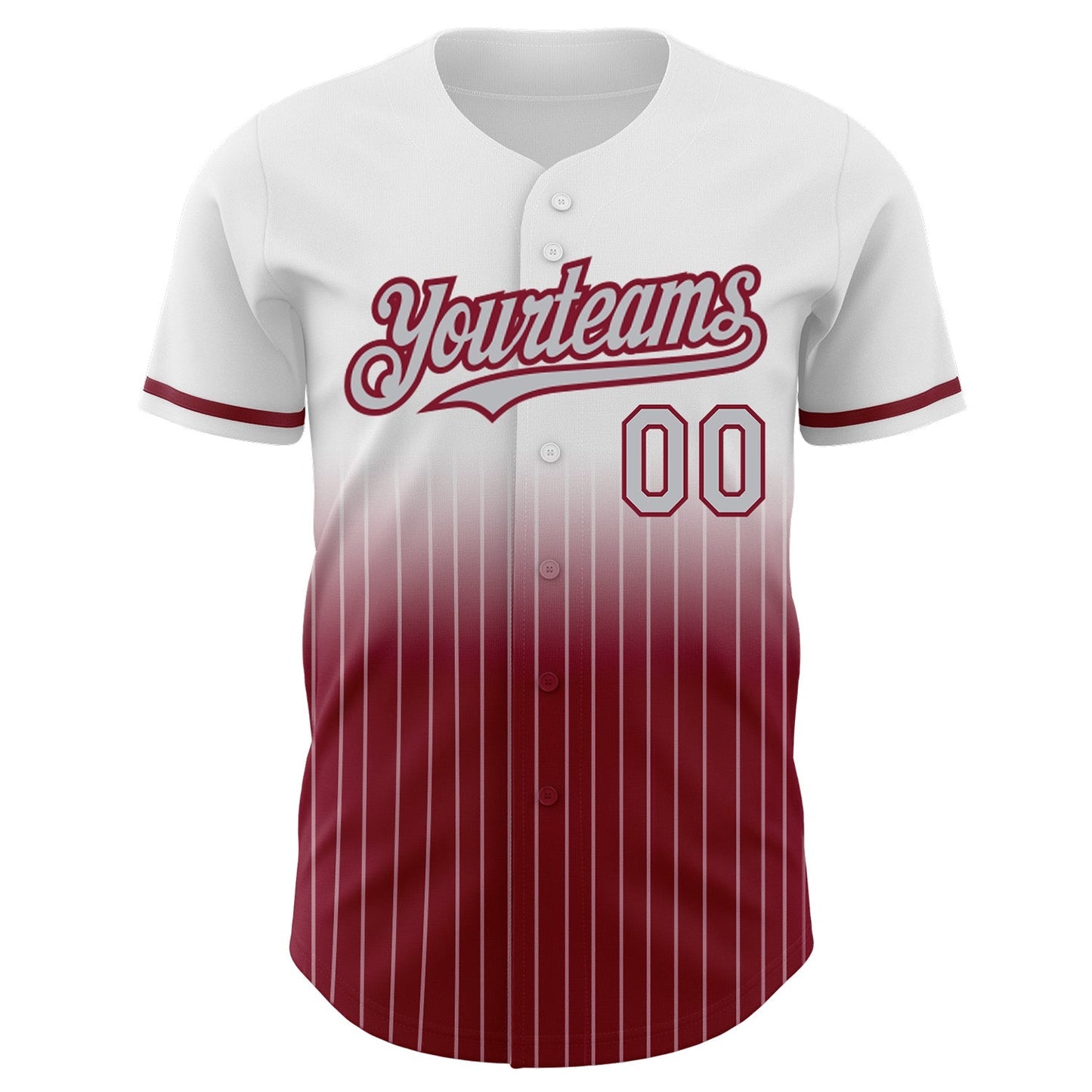 Custom White Pinstripe Gray-Crimson Authentic Fade Fashion Baseball Jersey baseball jersey product view 3