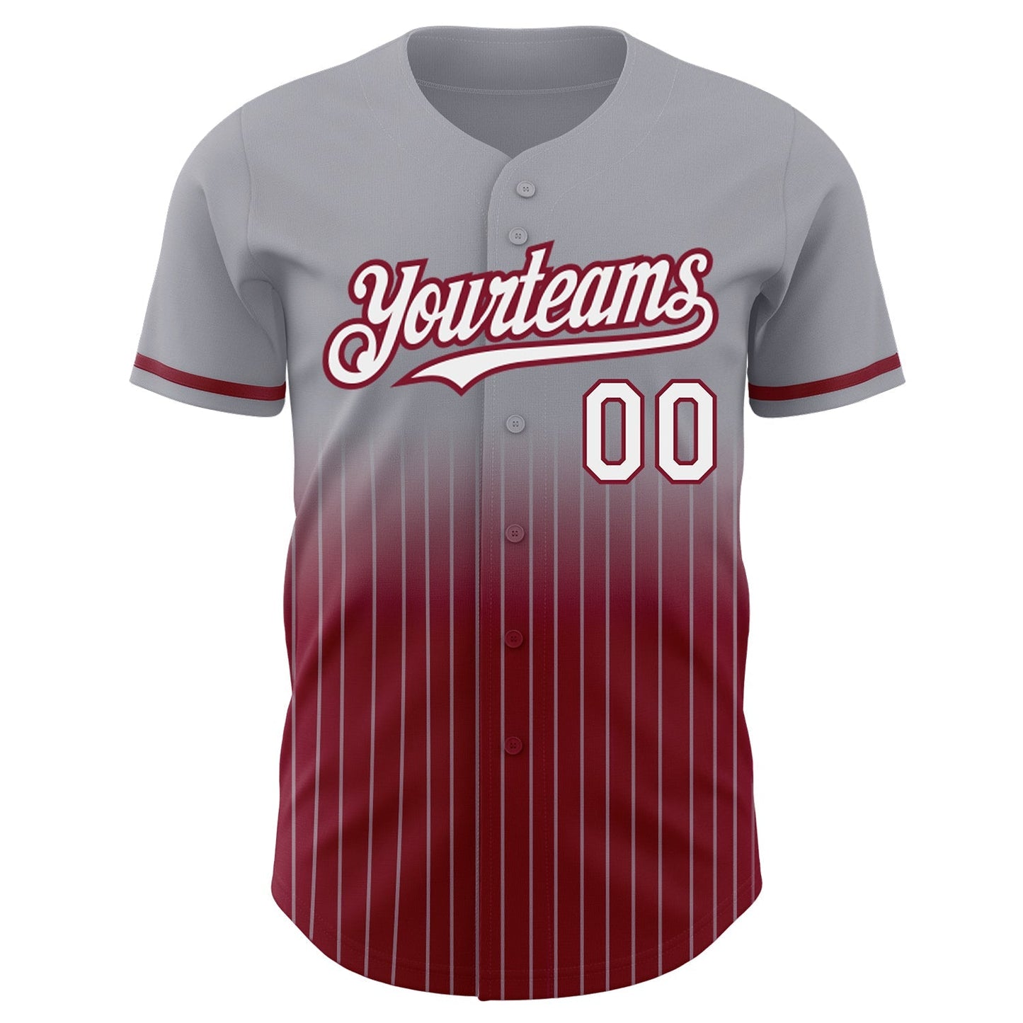 Custom Gray Pinstripe White-Crimson Authentic Fade Fashion Baseball Jersey baseball jersey product view 3