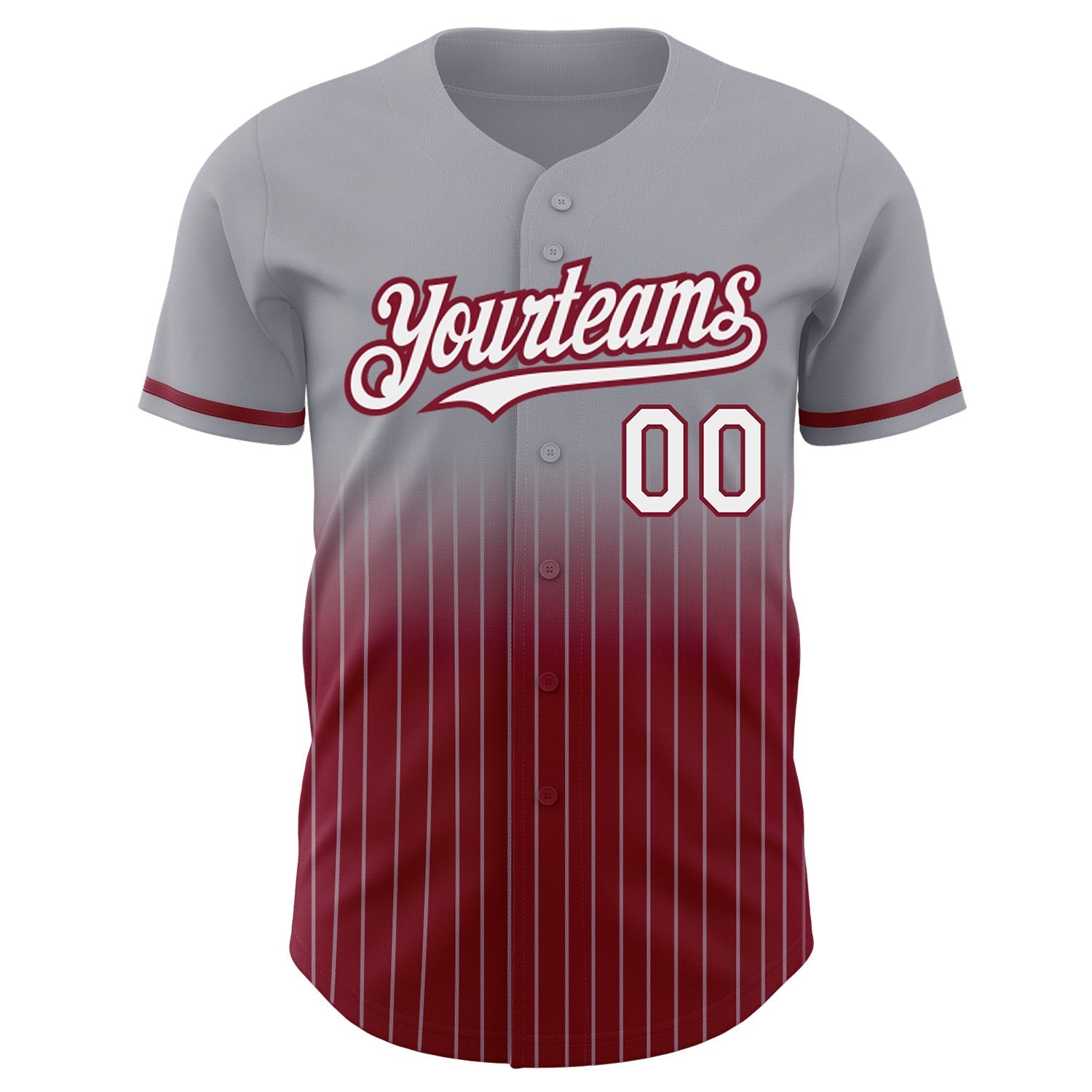 Custom Gray Pinstripe White-Crimson Authentic Fade Fashion Baseball Jersey baseball jersey product view 3