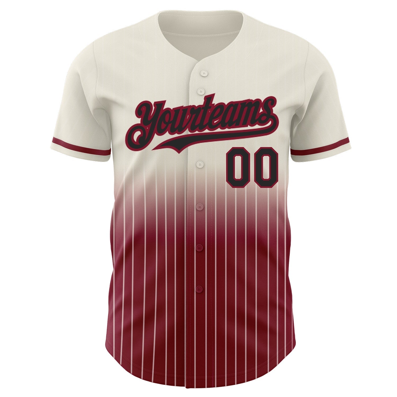 Custom Cream Pinstripe Black-Crimson Authentic Fade Fashion Baseball Jersey baseball jersey product view 3