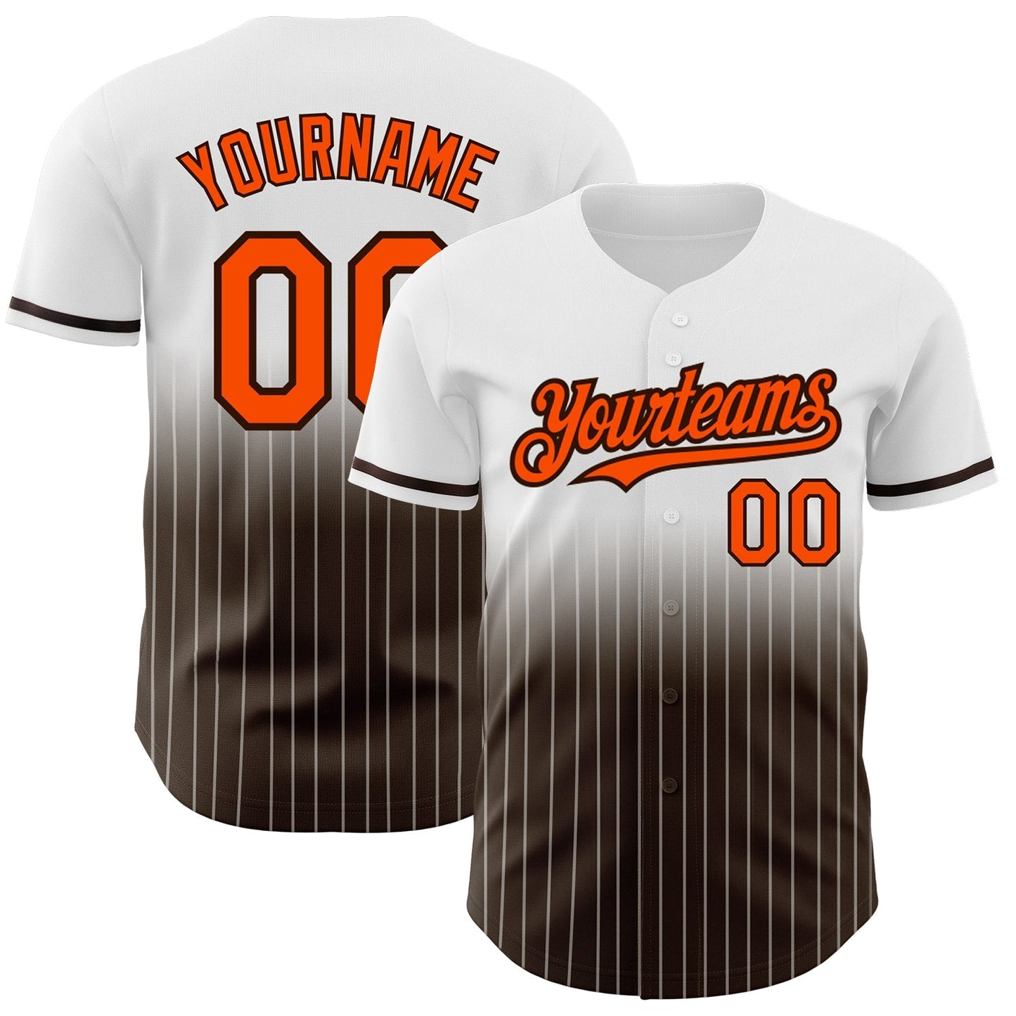 Custom White Pinstripe Orange-Brown Authentic Fade Fashion Baseball Jersey baseball jersey product view 1