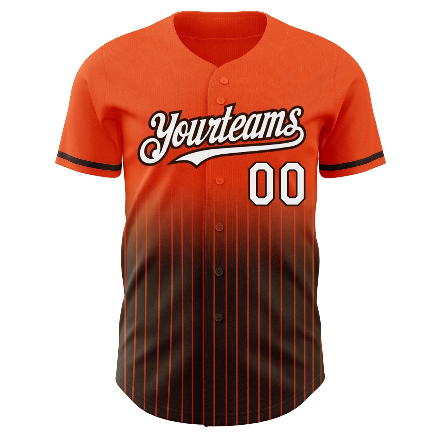 Custom Orange Pinstripe White-Brown Authentic Fade Fashion Baseball Jersey baseball jersey product view 3