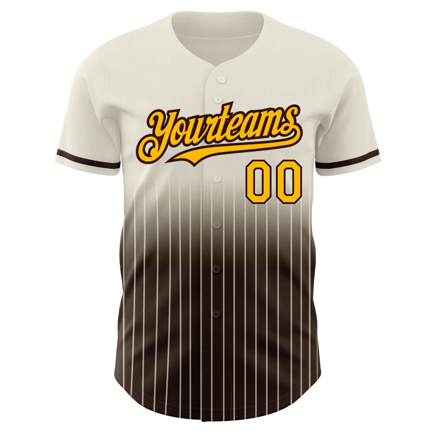 Custom Cream Pinstripe Gold-Brown Authentic Fade Fashion Baseball Jersey baseball jersey product view 3