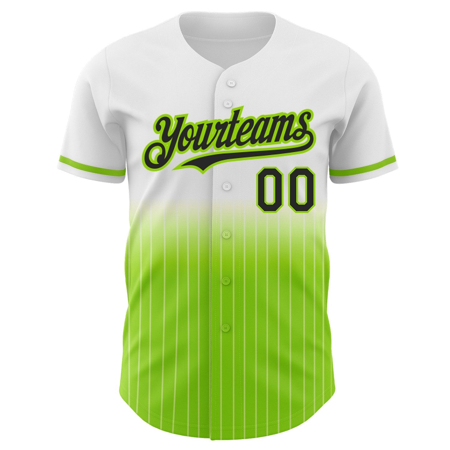 Custom White Pinstripe Black-Neon Green Authentic Fade Fashion Baseball Jersey baseball jersey product view 3