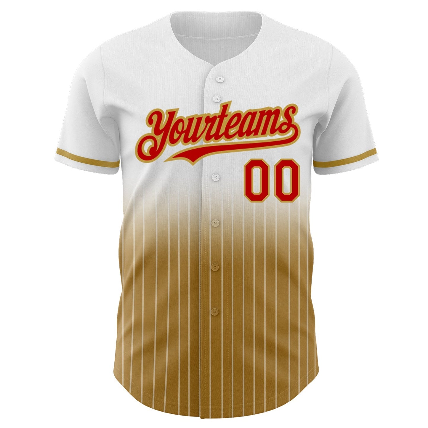 Custom White Pinstripe Red-Old Gold Authentic Fade Fashion Baseball Jersey baseball jersey product view 3