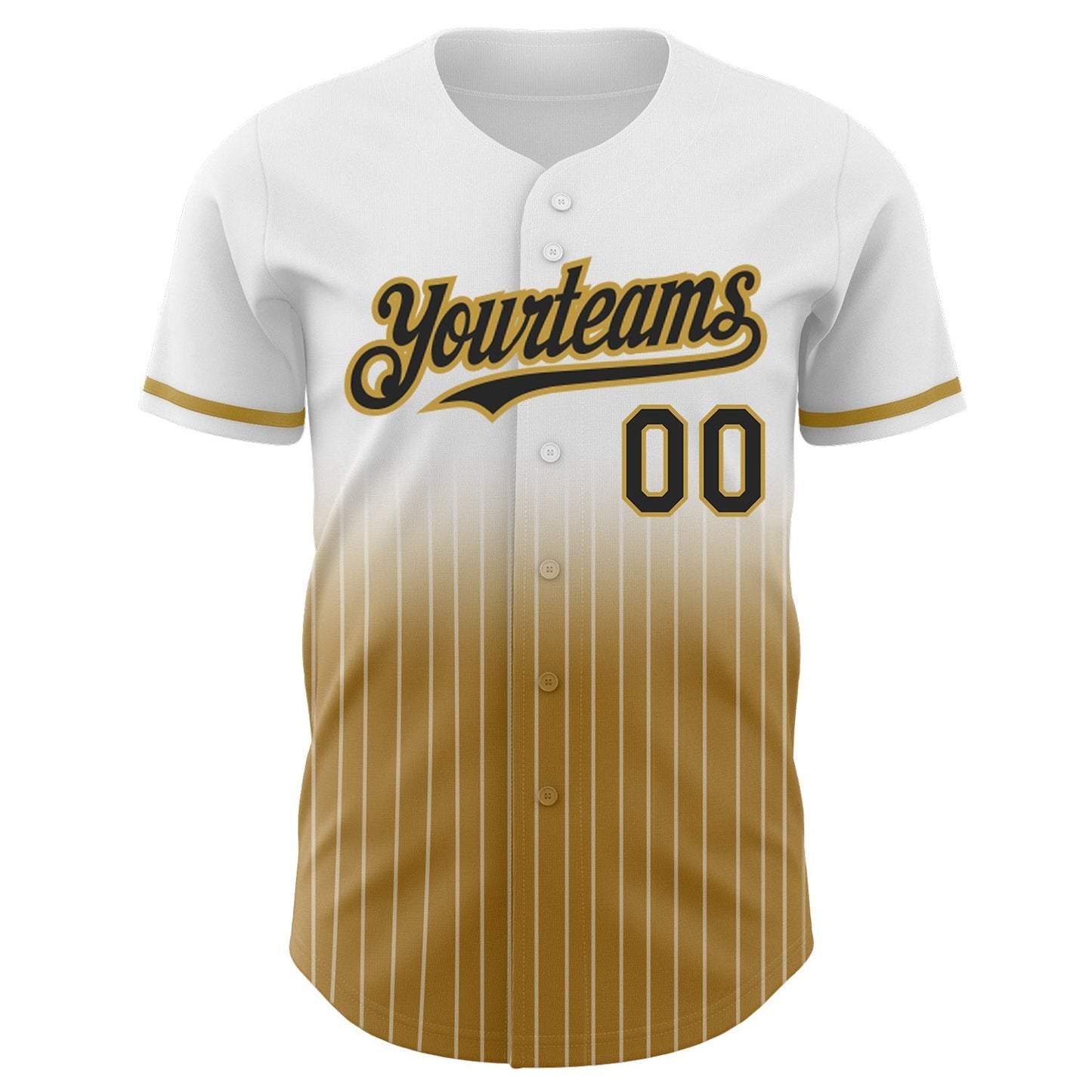 Custom White Pinstripe Black-Old Gold Authentic Fade Fashion Baseball Jersey baseball jersey product view 3