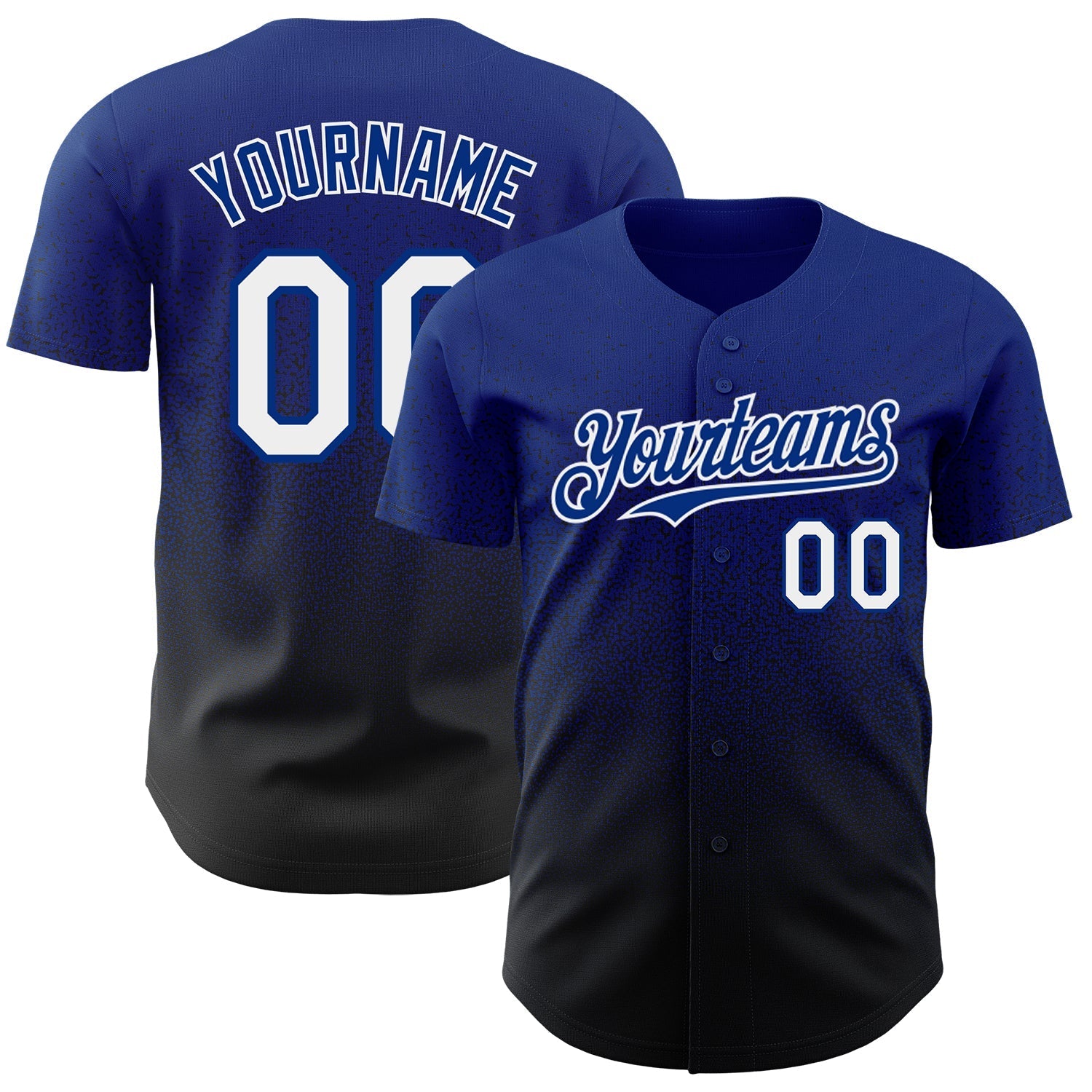 Custom Royal White-Black Authentic Fade Fashion Baseball Jersey baseball jersey product view 1