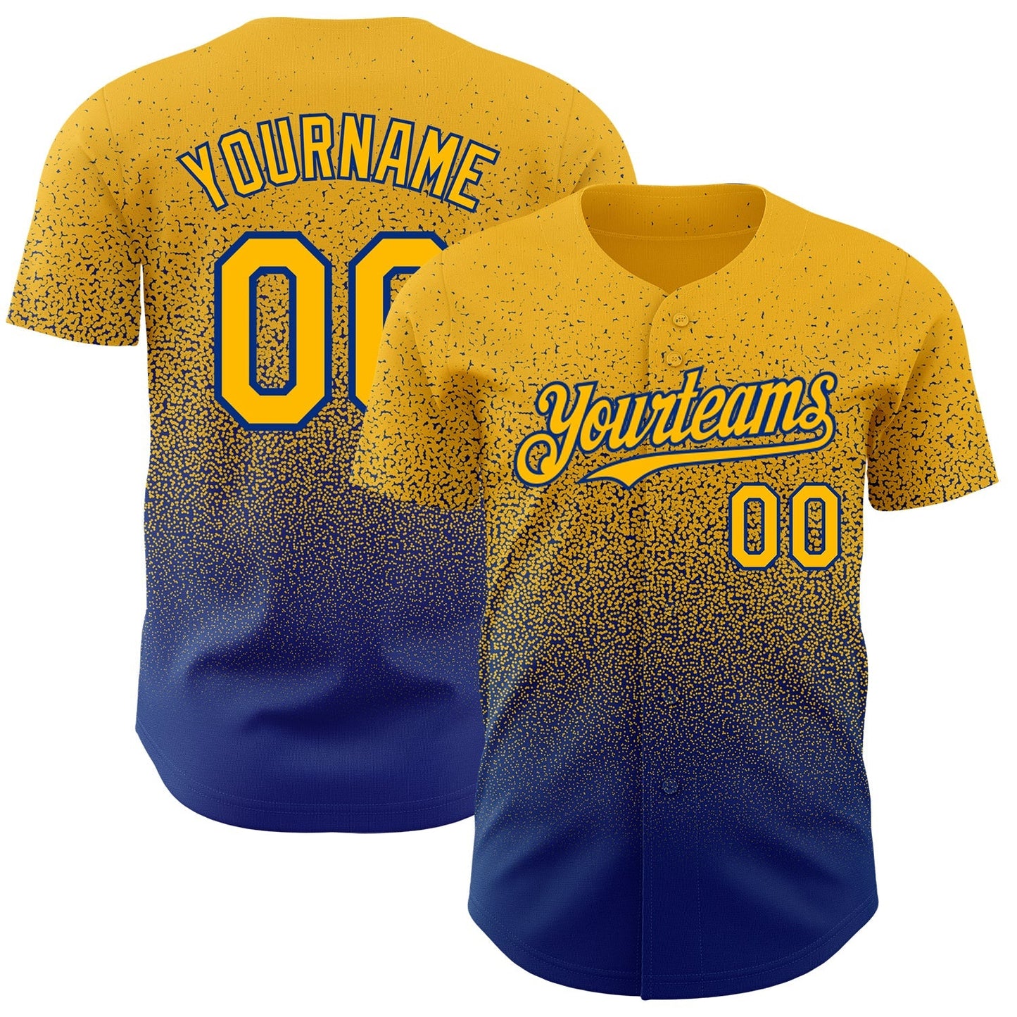 Custom Gold Royal Authentic Fade Fashion Baseball Jersey baseball jersey product view 1
