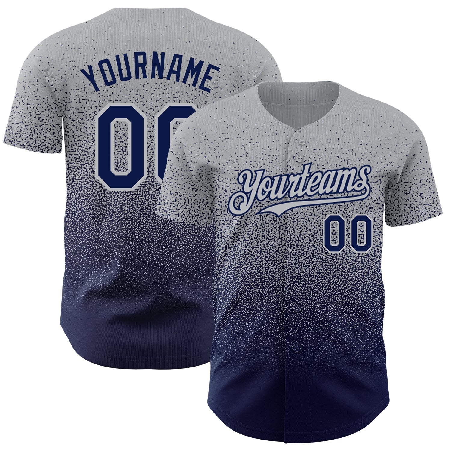 Custom Gray Navy Authentic Fade Fashion Baseball Jersey baseball jersey product view 1