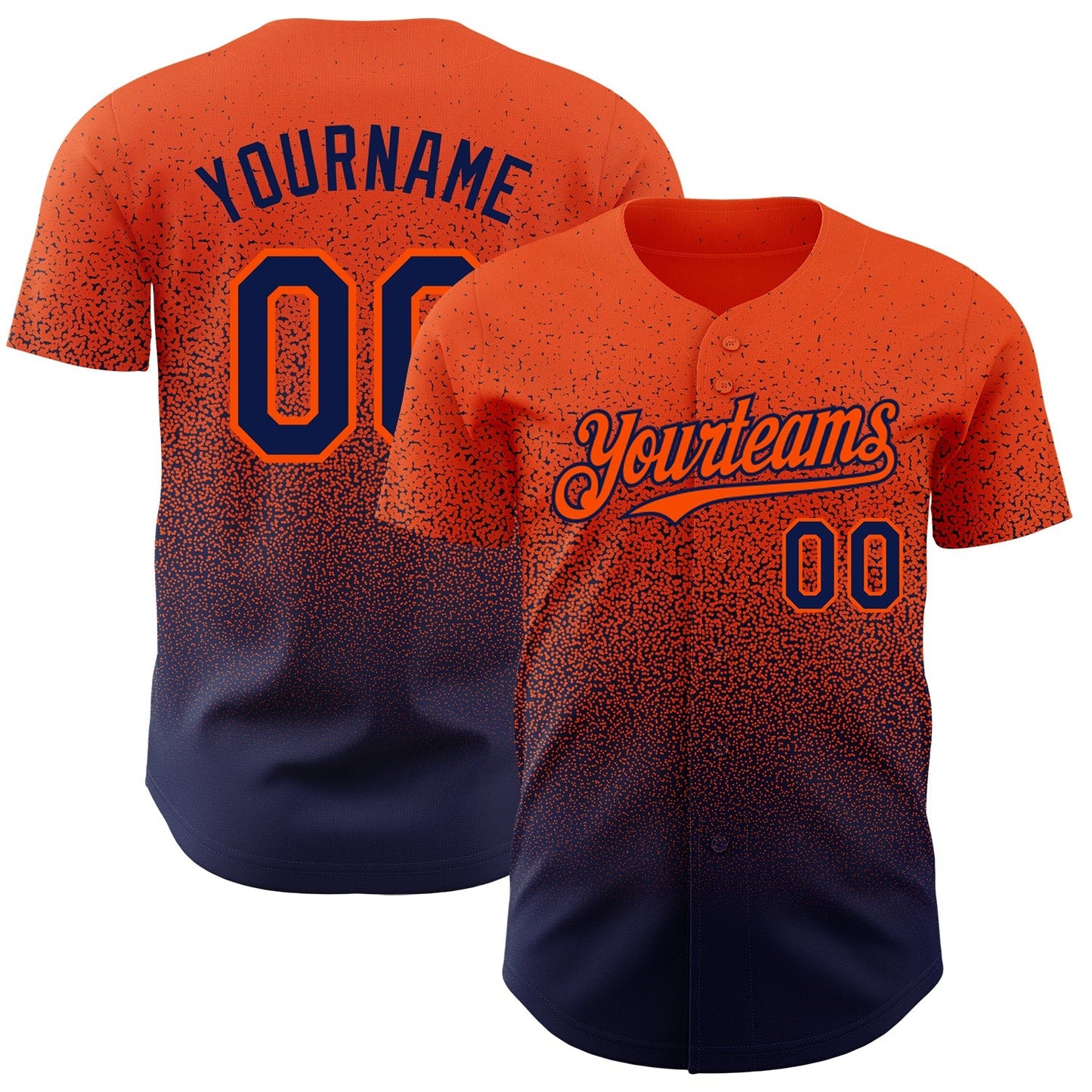 Custom Orange Navy Authentic Fade Fashion Baseball Jersey baseball jersey product view 1