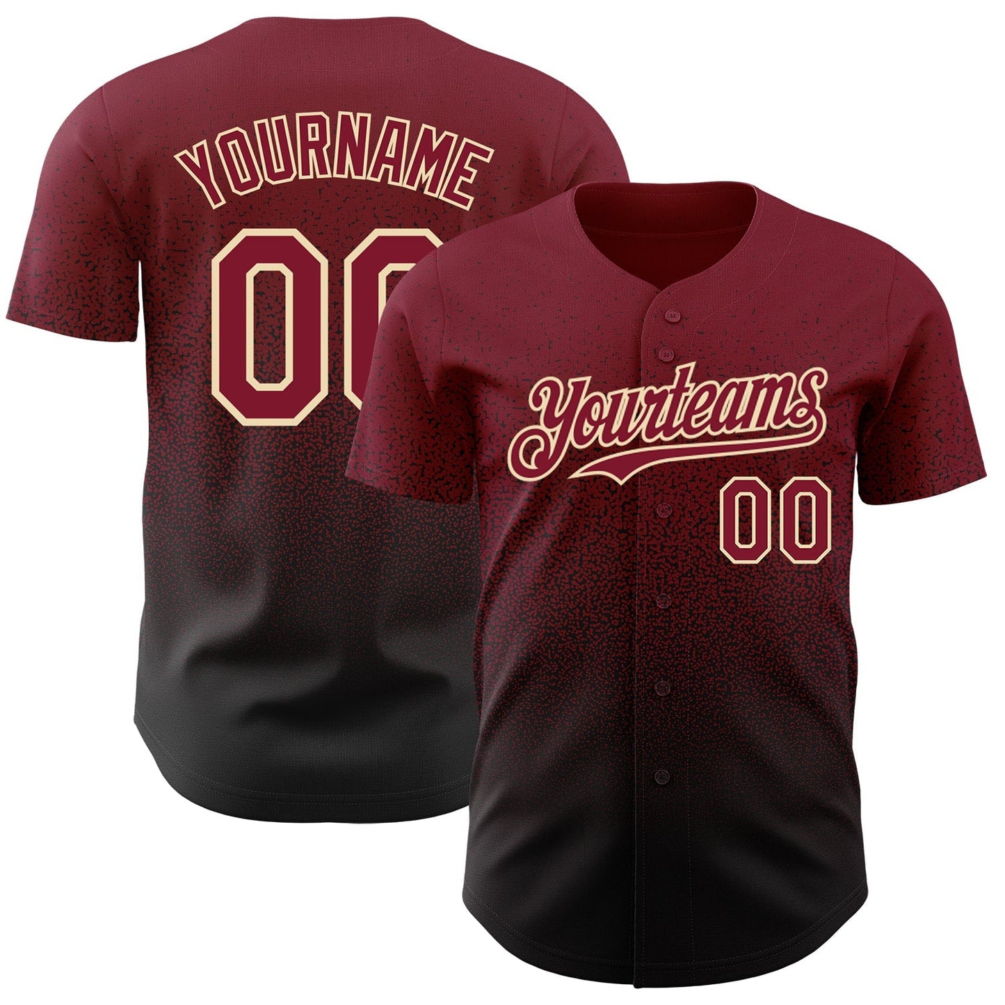 Custom Crimson Black-Cream Authentic Fade Fashion Baseball Jersey baseball jersey product view 1