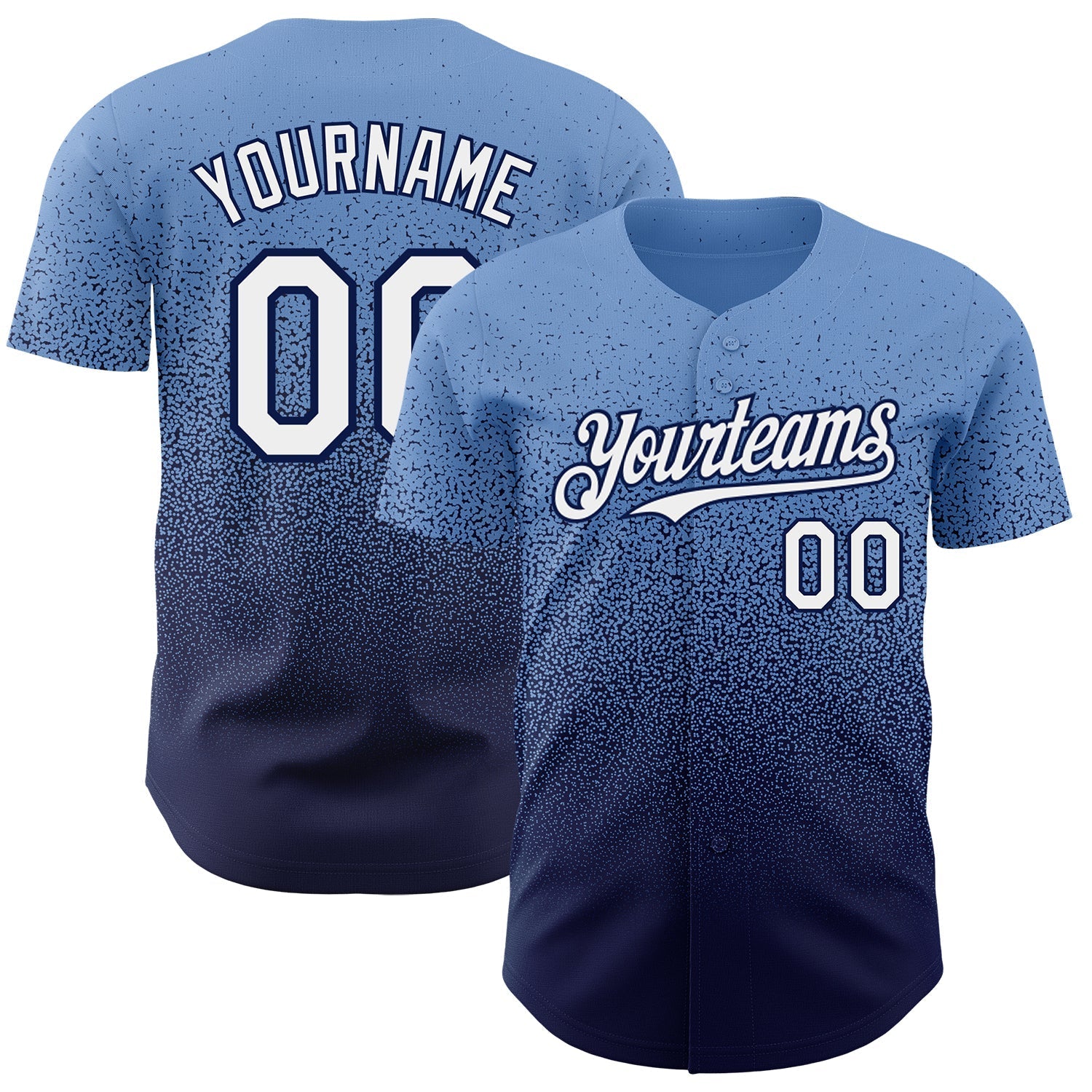 Custom Powder Blue White-Navy Authentic Fade Fashion Baseball Jersey baseball jersey product view 1