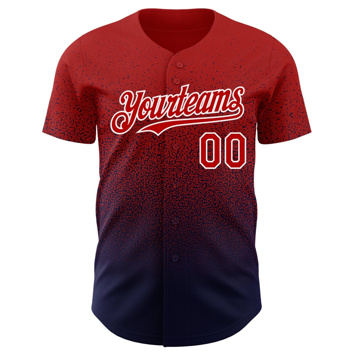 Custom Red Navy-White Authentic Fade Fashion Baseball Jersey baseball jersey product view 2