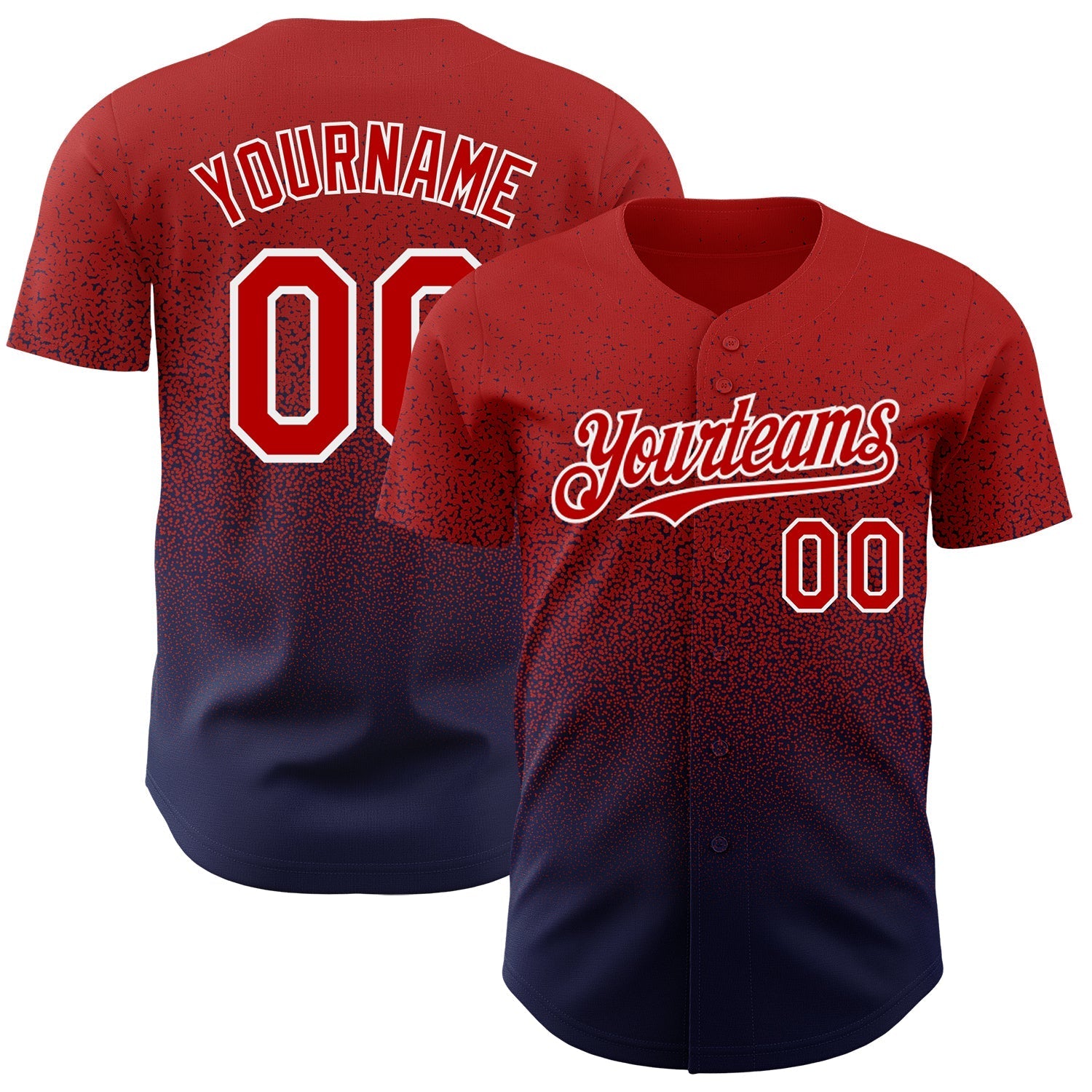 Custom Red Navy-White Authentic Fade Fashion Baseball Jersey baseball jersey product view 1