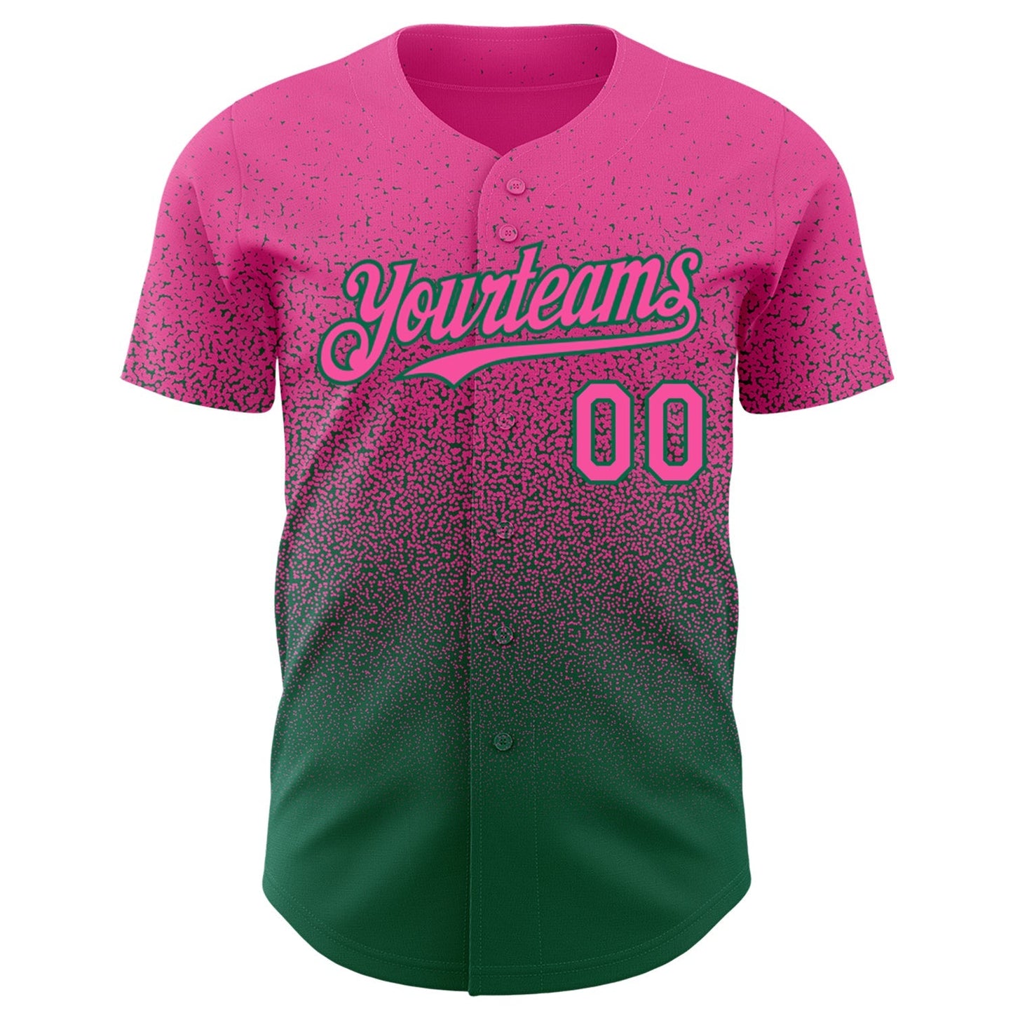 Custom Pink Kelly Green Authentic Fade Fashion Baseball Jersey baseball jersey product view 2