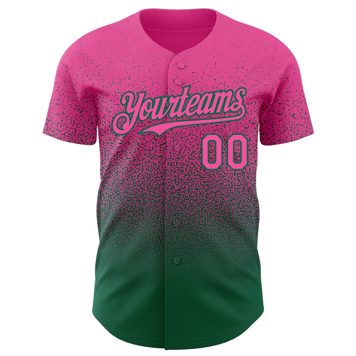 Custom Pink Kelly Green Authentic Fade Fashion Baseball Jersey baseball jersey product view 2