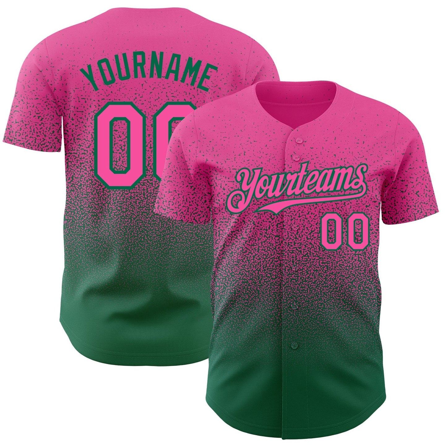 Custom Pink Kelly Green Authentic Fade Fashion Baseball Jersey baseball jersey product view 1