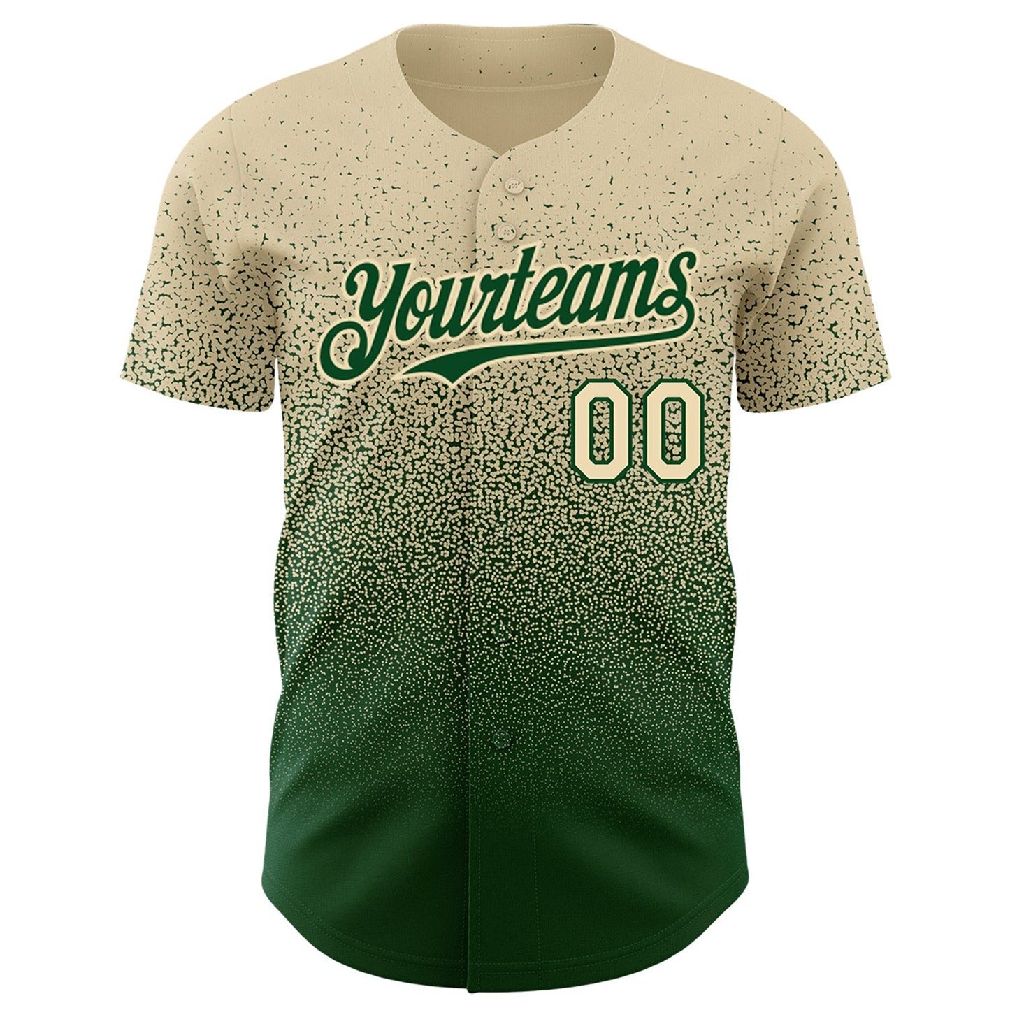 Custom Cream Green Authentic Fade Fashion Baseball Jersey baseball jersey product view 2