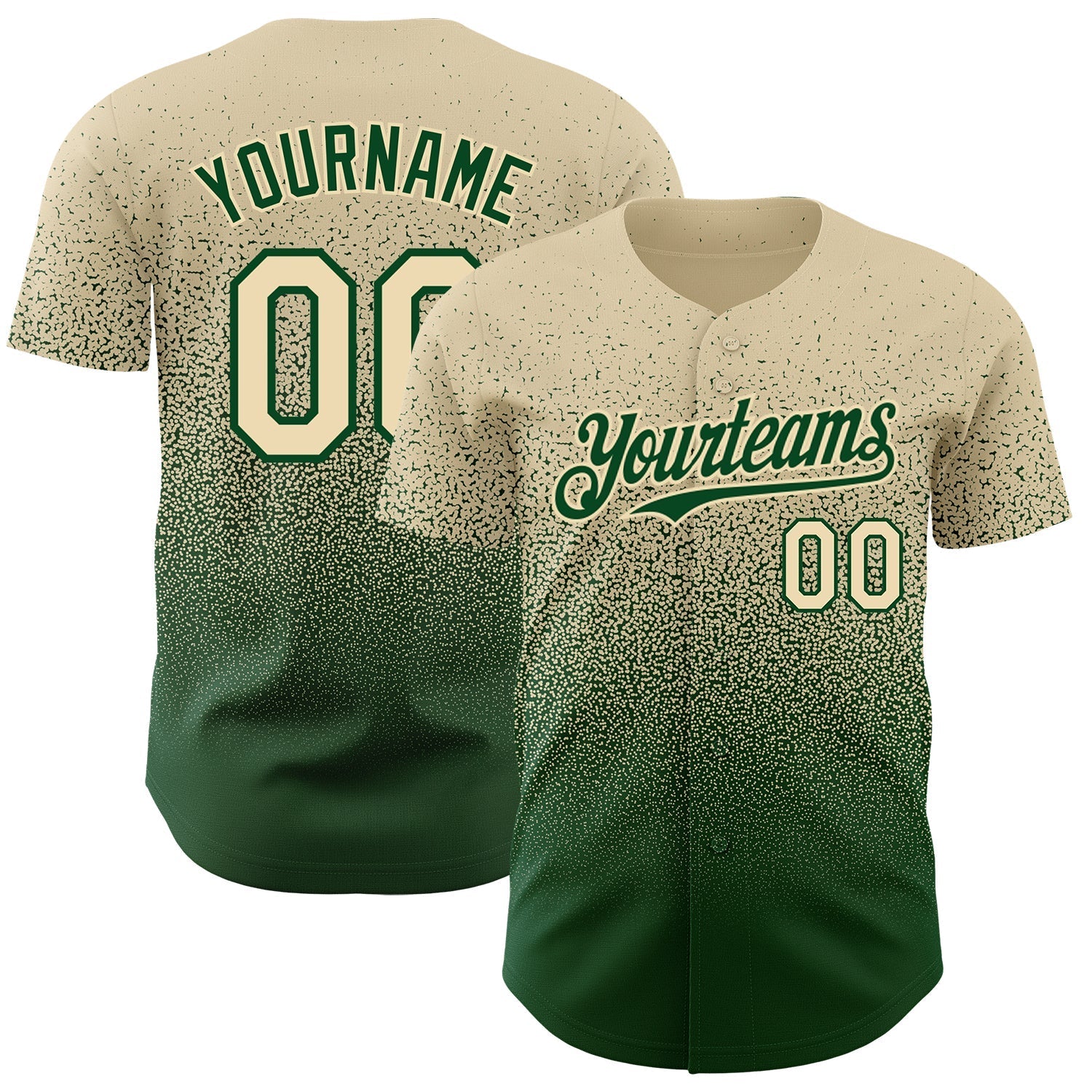 Custom Cream Green Authentic Fade Fashion Baseball Jersey baseball jersey product view 1