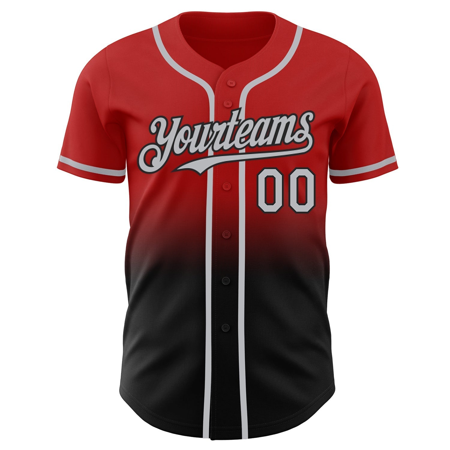 Custom Red Gray-Black Authentic Fade Fashion Baseball Jersey baseball jersey product view 2