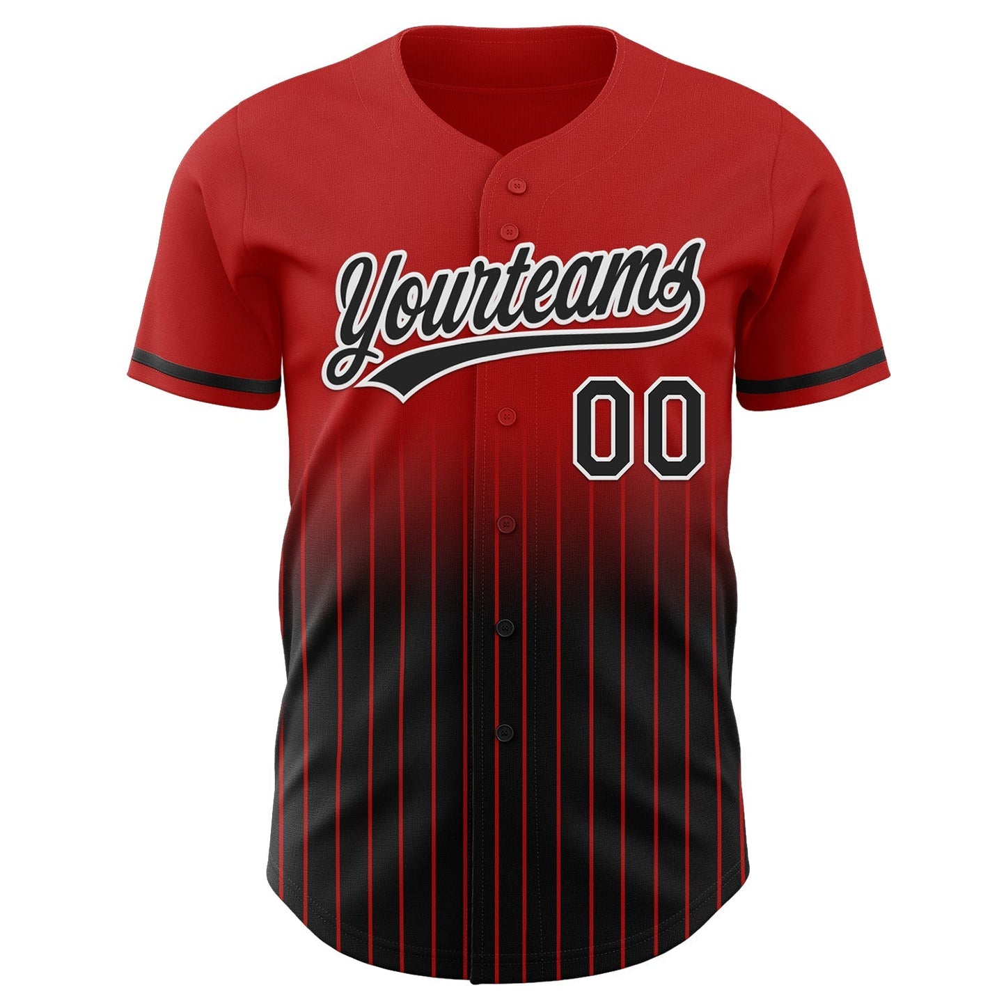 Custom Red Pinstripe Black-White Authentic Fade Fashion Baseball Jersey baseball jersey product view 2