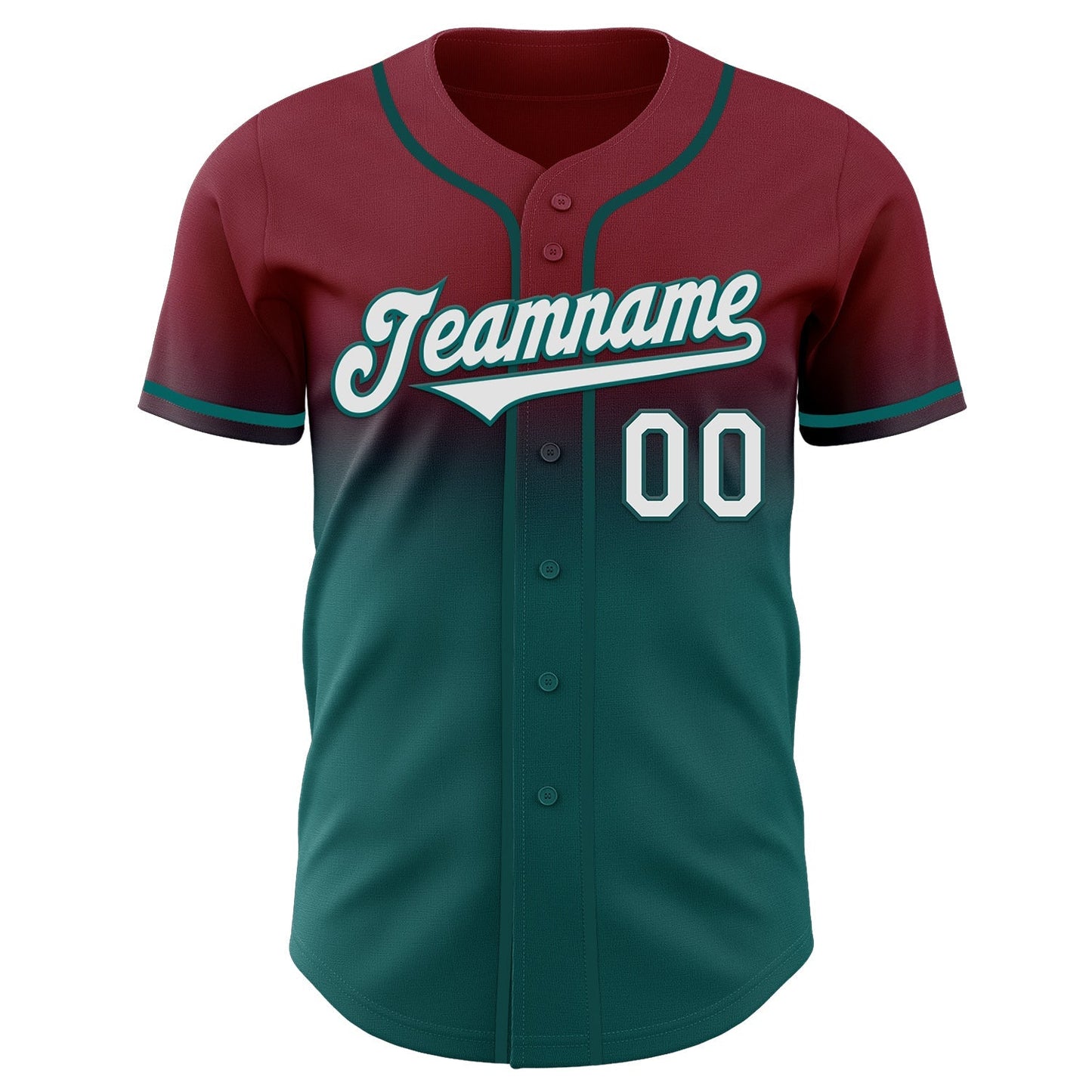 Custom Crimson White-Teal Authentic Fade Fashion Baseball Jersey baseball jersey product view 2