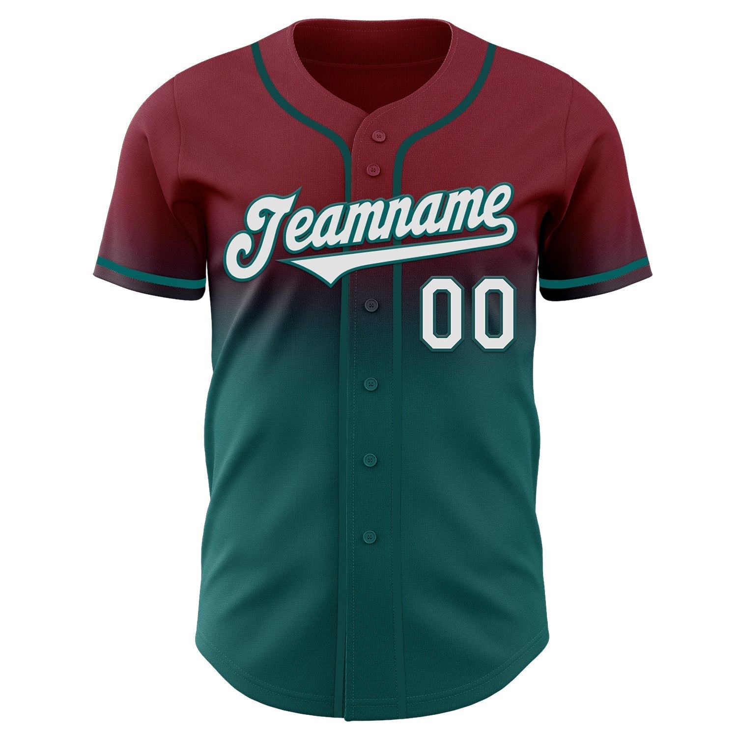 Custom Crimson White-Teal Authentic Fade Fashion Baseball Jersey baseball jersey product view 2