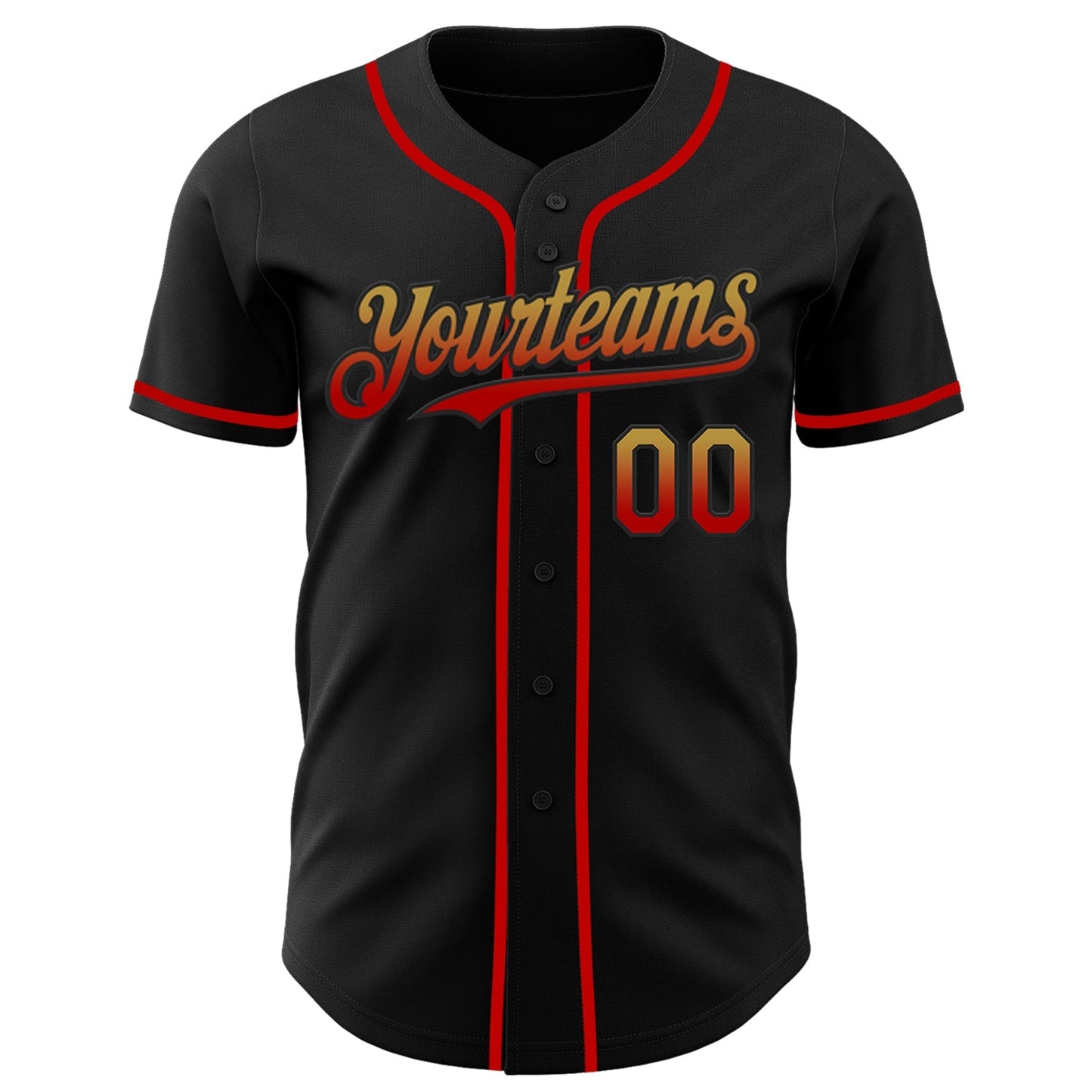 Custom Black Old Gold-Red Authentic Fade Fashion Baseball Jersey baseball jersey product view 2