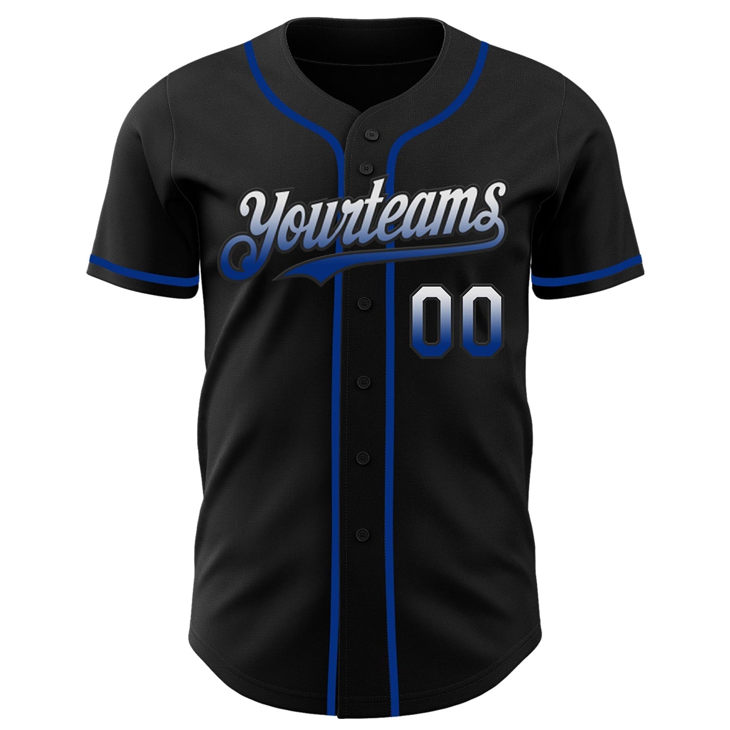 Custom Black White-Royal Authentic Fade Fashion Baseball Jersey baseball jersey product view 2