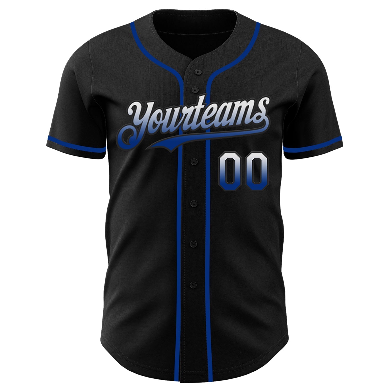Custom Black White-Royal Authentic Fade Fashion Baseball Jersey baseball jersey product view 2
