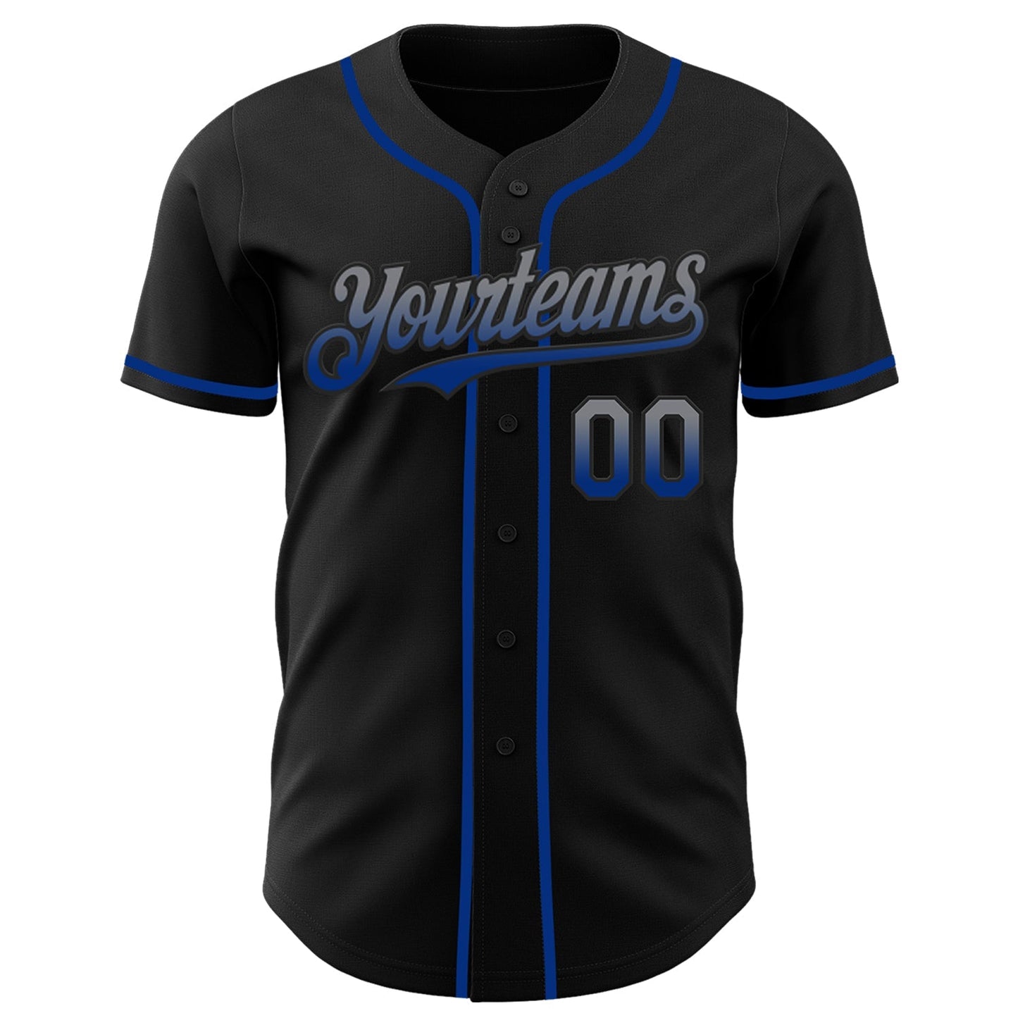 Custom Black Gray-Royal Authentic Fade Fashion Baseball Jersey baseball jersey product view 2