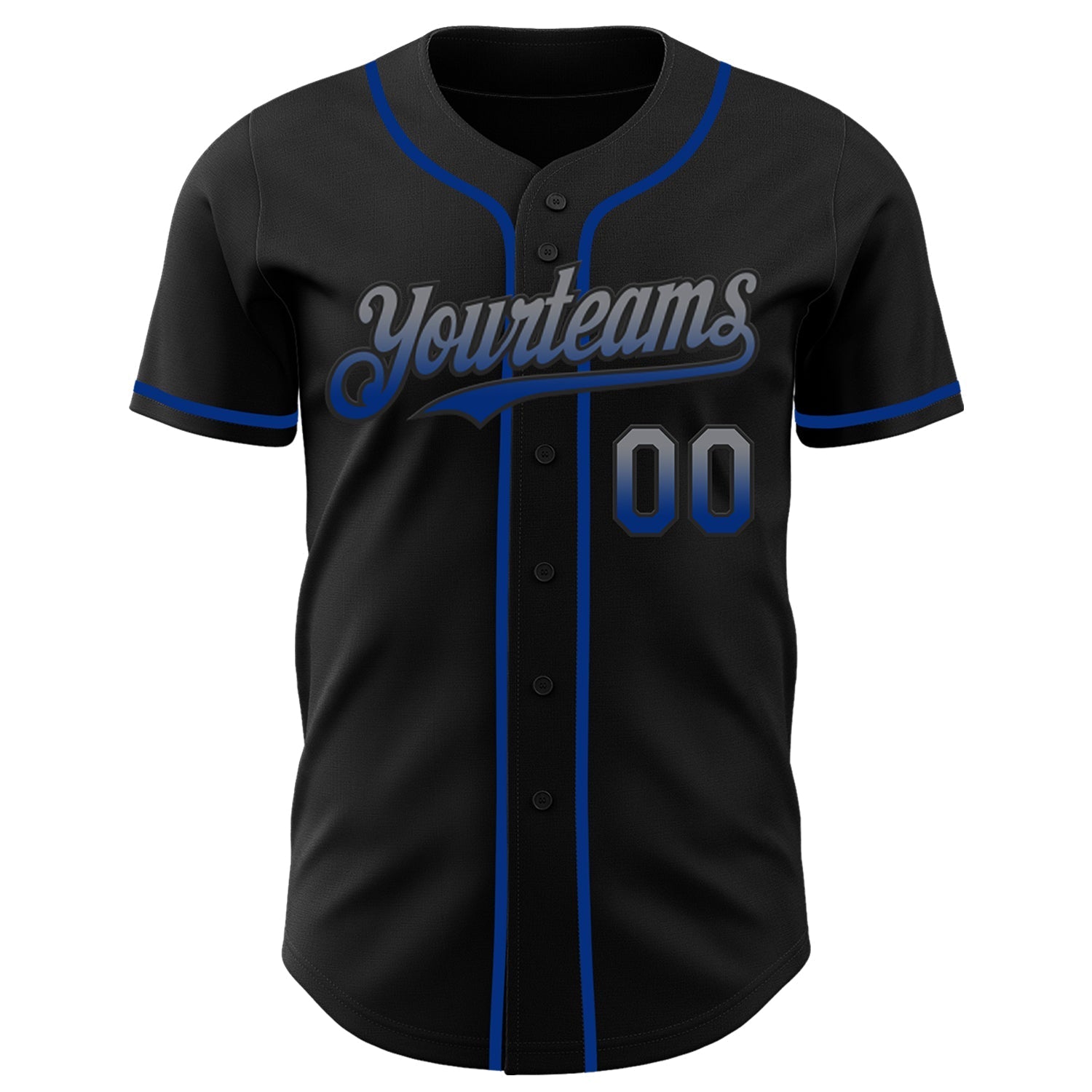 Custom Black Gray-Royal Authentic Fade Fashion Baseball Jersey baseball jersey product view 2