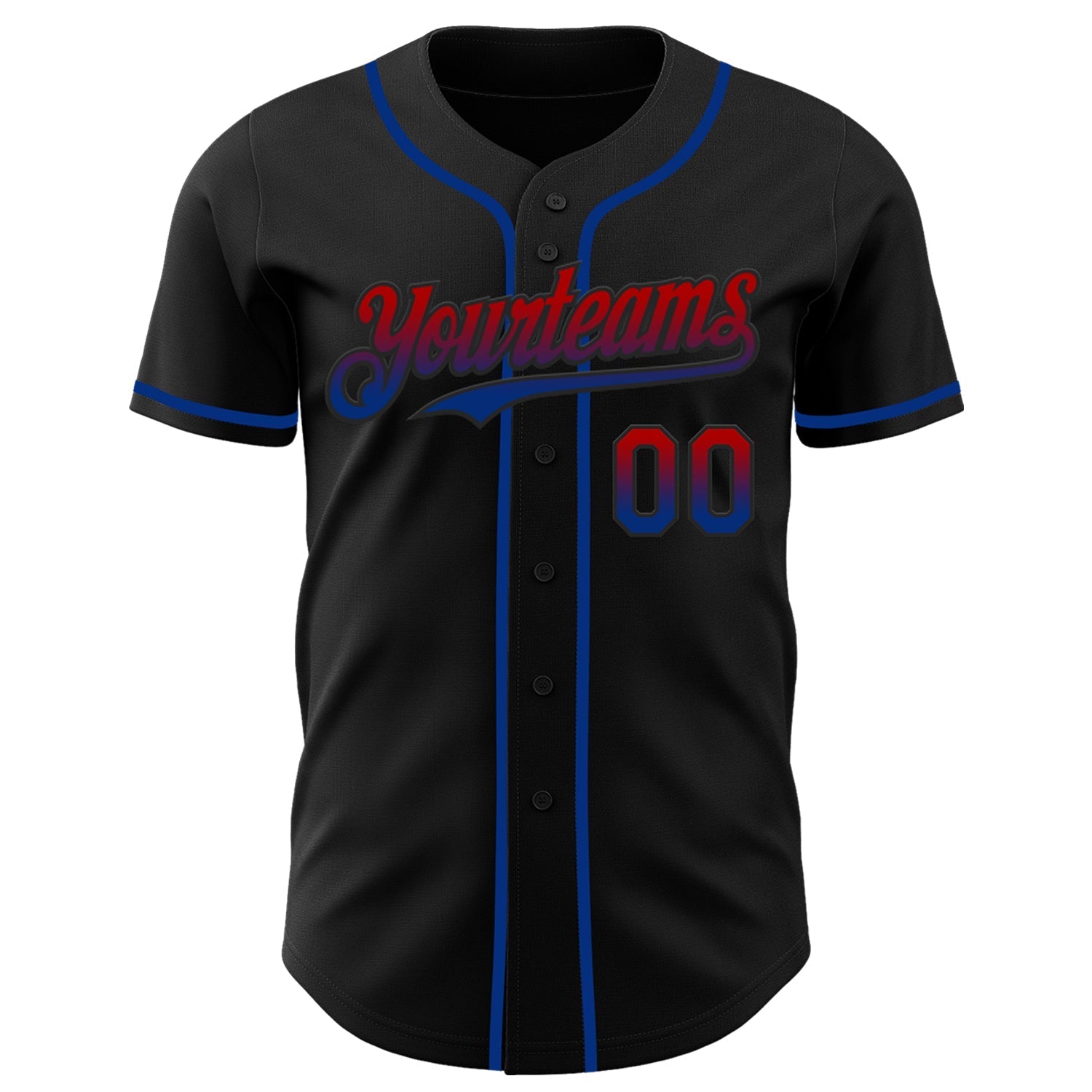 Custom Black Red-Royal Authentic Fade Fashion Baseball Jersey baseball jersey product view 2