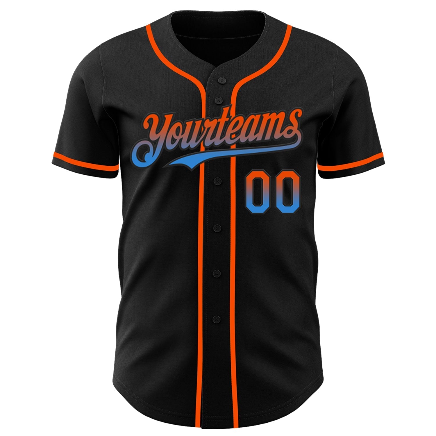 Custom Black Orange-Electric Blue Authentic Fade Fashion Baseball Jersey baseball jersey product view 2