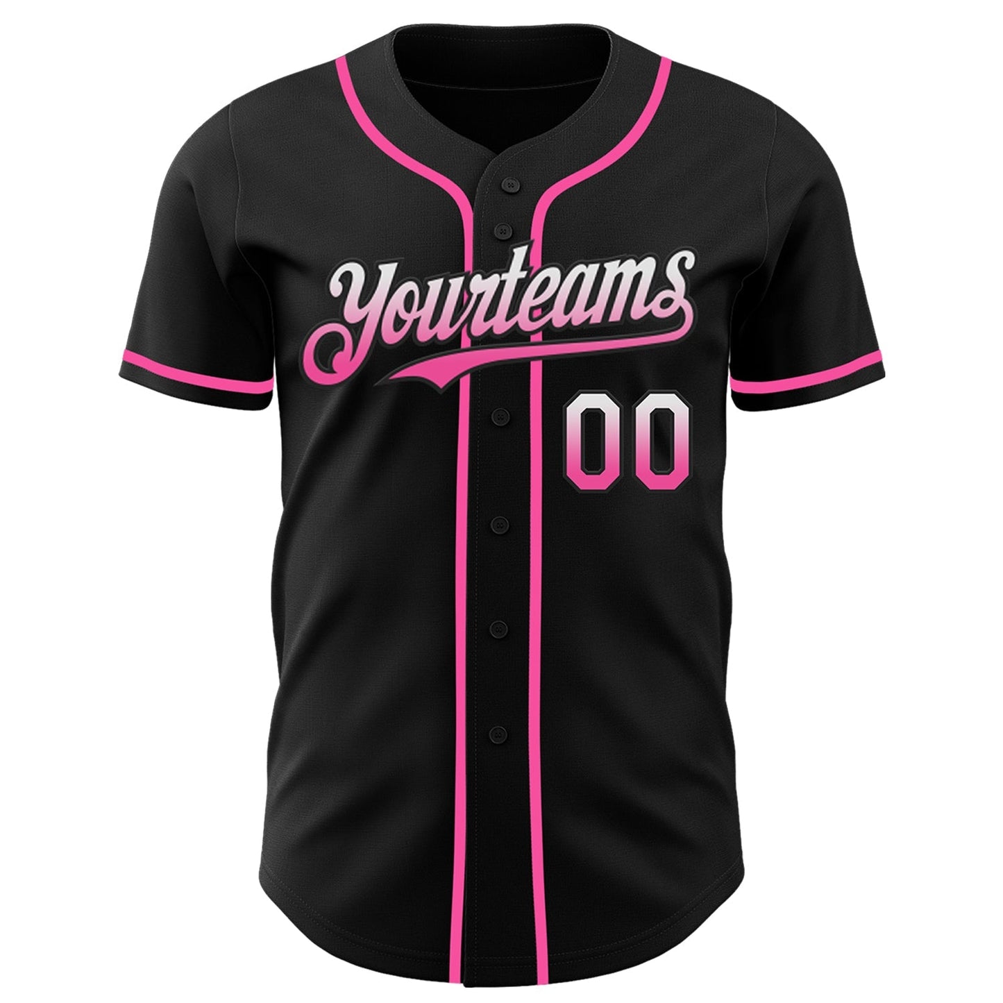 Custom Black White-Pink Authentic Fade Fashion Baseball Jersey baseball jersey product view 2
