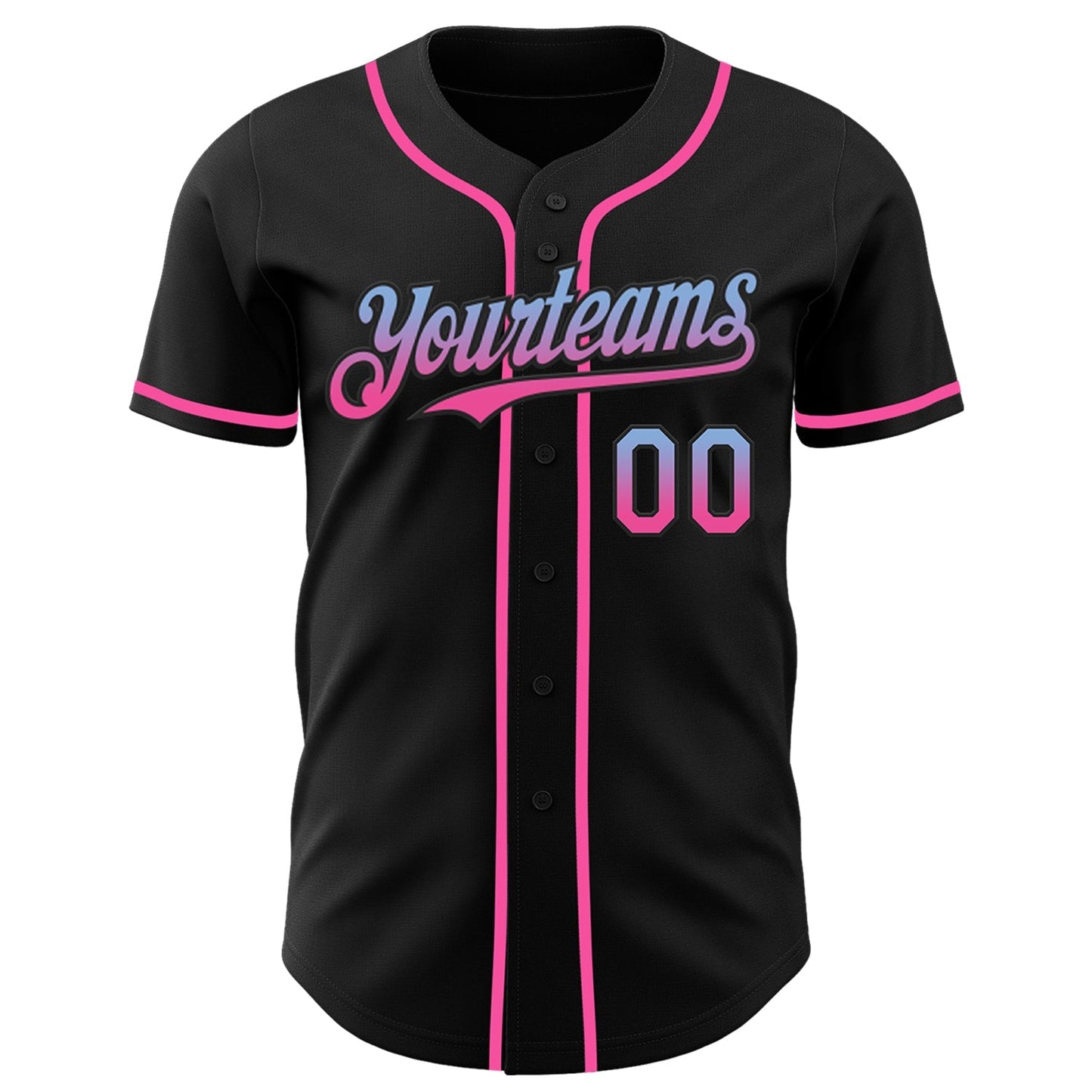 Custom Black Light Blue-Pink Authentic Fade Fashion Baseball Jersey baseball jersey product view 2