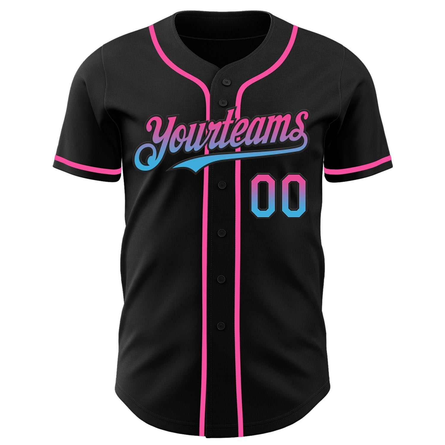Custom Black Pink-Sky Blue Authentic Fade Fashion Baseball Jersey baseball jersey product view 2