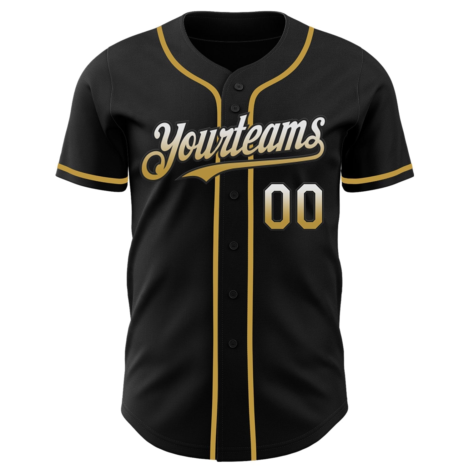 Custom Black White-Old Gold Authentic Fade Fashion Baseball Jersey baseball jersey product view 2
