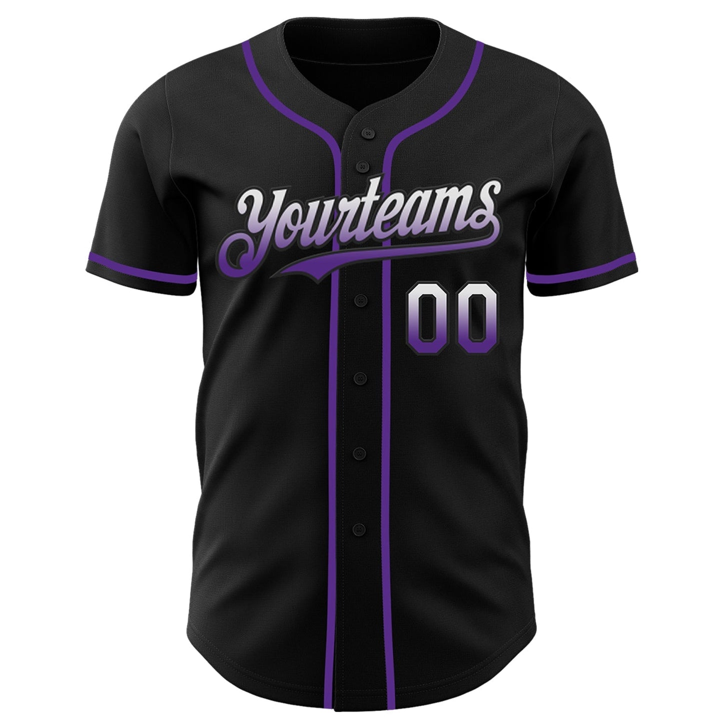 Custom Black White-Purple Authentic Fade Fashion Baseball Jersey baseball jersey product view 2