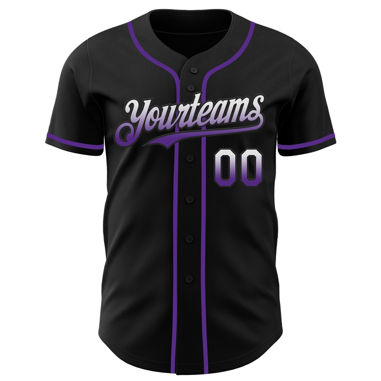 Custom Black White-Purple Authentic Fade Fashion Baseball Jersey baseball jersey product view 2