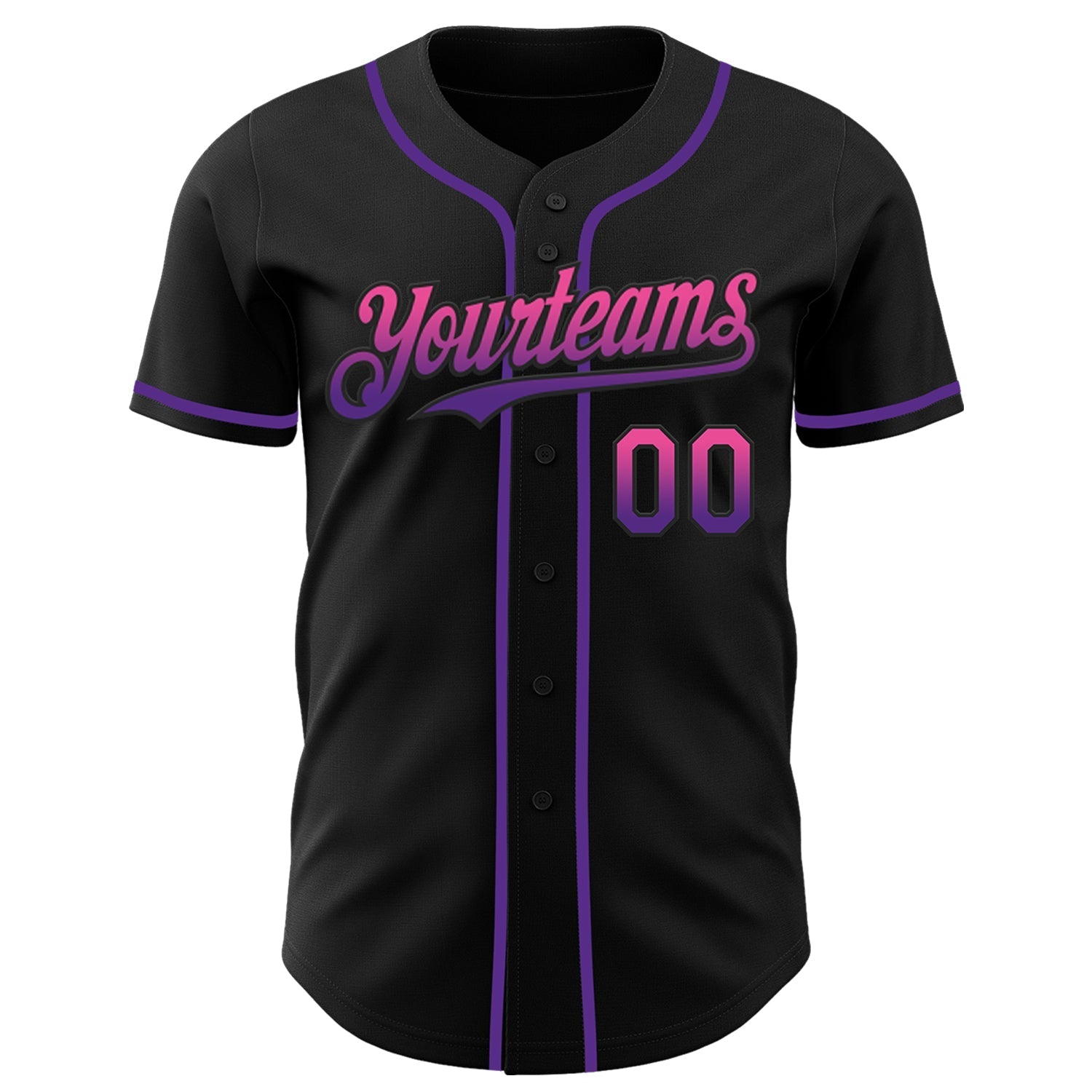 Custom Black Pink-Purple Authentic Fade Fashion Baseball Jersey baseball jersey product view 2