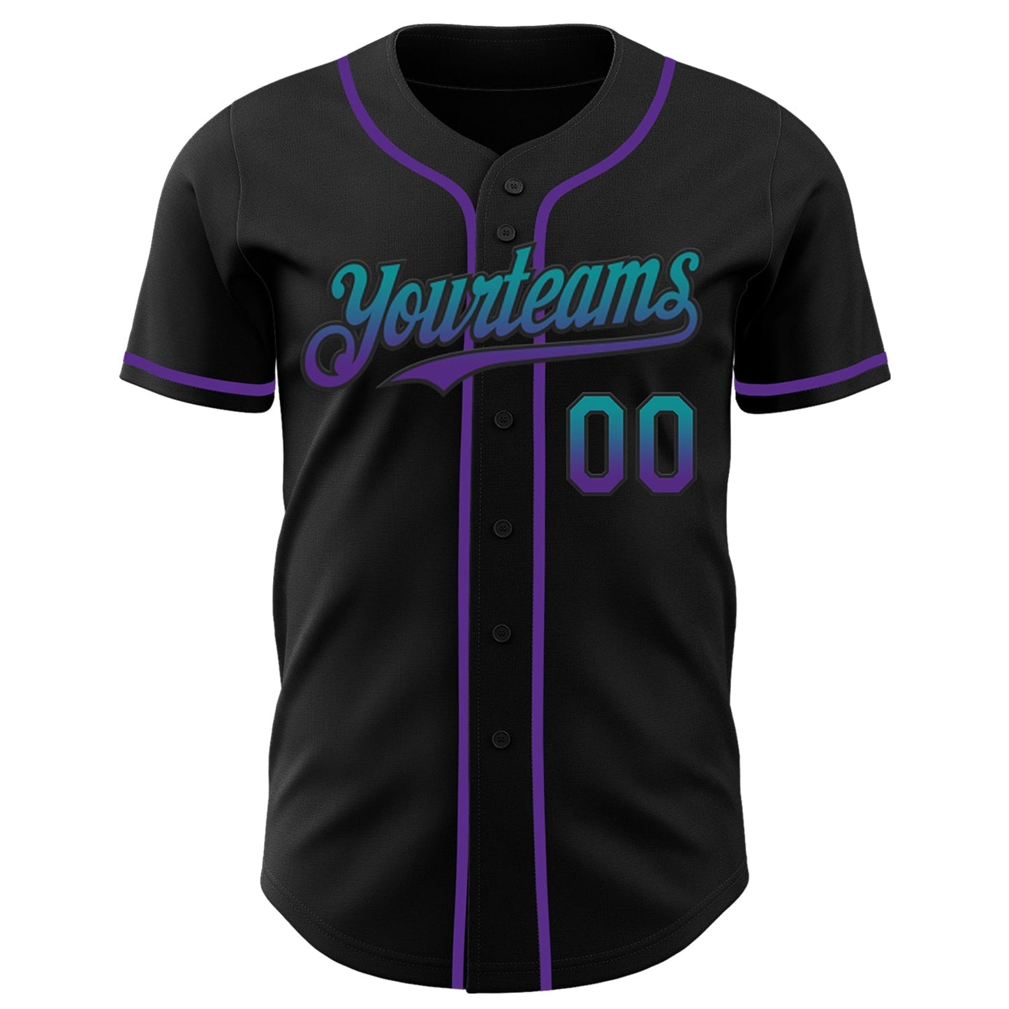 Custom Black Teal-Purple Authentic Fade Fashion Baseball Jersey baseball jersey product view 2
