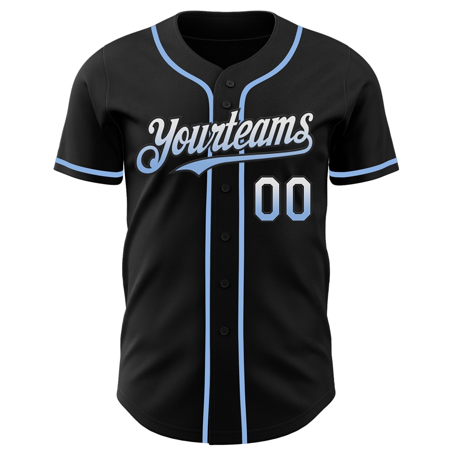Custom Black White-Light Blue Authentic Fade Fashion Baseball Jersey baseball jersey product view 2