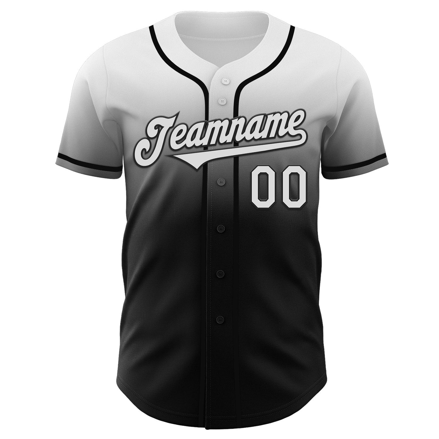 Custom White Black Authentic Fade Fashion Baseball Jersey baseball jersey product view 2