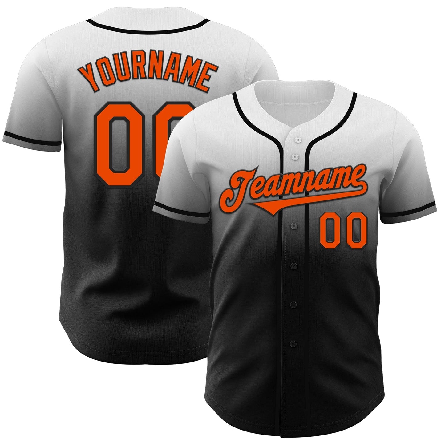 Custom White Orange-Black Authentic Fade Fashion Baseball Jersey baseball jersey product view 1