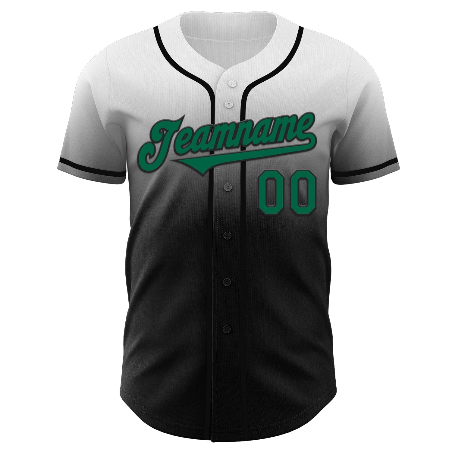 Custom White Kelly Green-Black Authentic Fade Fashion Baseball Jersey baseball jersey product view 2